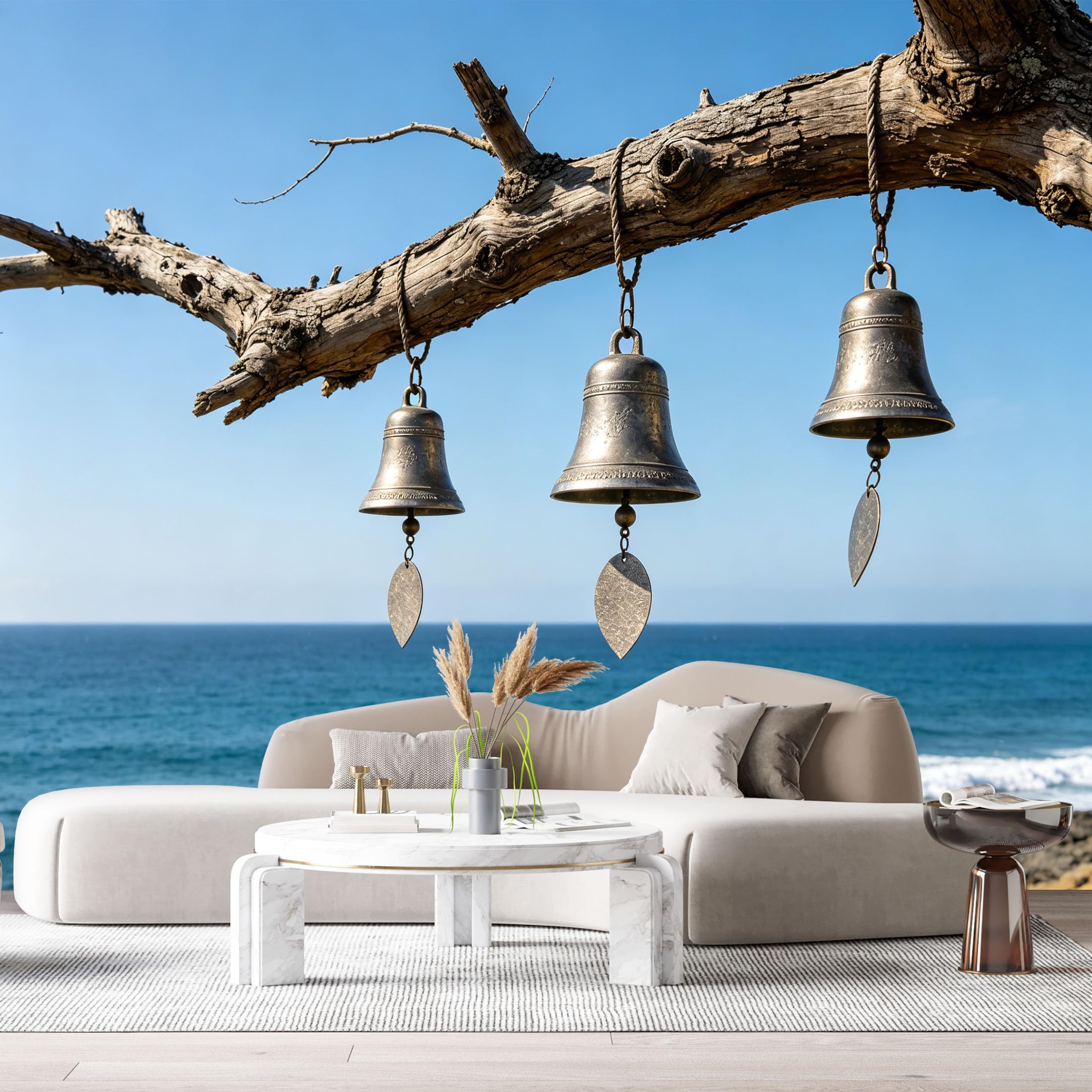 Custom Size Wall Murals Coastal Ocean Marine Bronze Bells Vintage Style SelfAdhesive Wall Fabric Removable Large Wallpaper for Photo Living Room Interior Decor