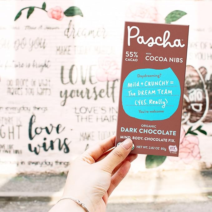 These vegan dark chocolate bars are ethically sourced and sustainably produced, ensuring that you can enjoy your treat guilt-free. Free from artificial flavors, additives, and preservatives, Pascha Organic Vegan Dark Chocolate Bars offer a pure and natural chocolate experience that will satisfy your cravings in a healthier way. Description by ChatGPT.