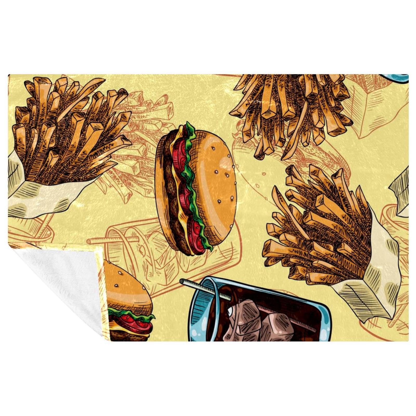 Couverture burger et frites pour piques-niques et campings confortables en plein air