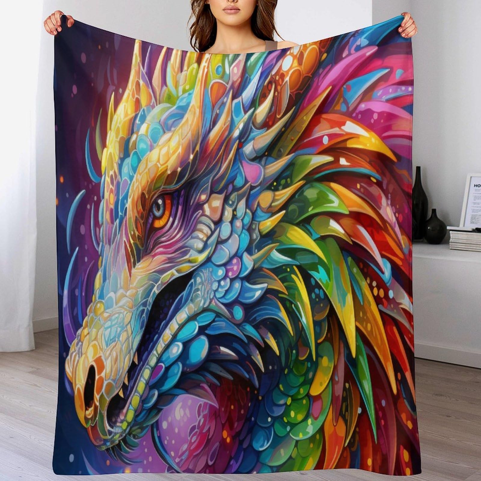 Couverture polaire flannel dragon tapis douillet de qualité supérieure 130x150