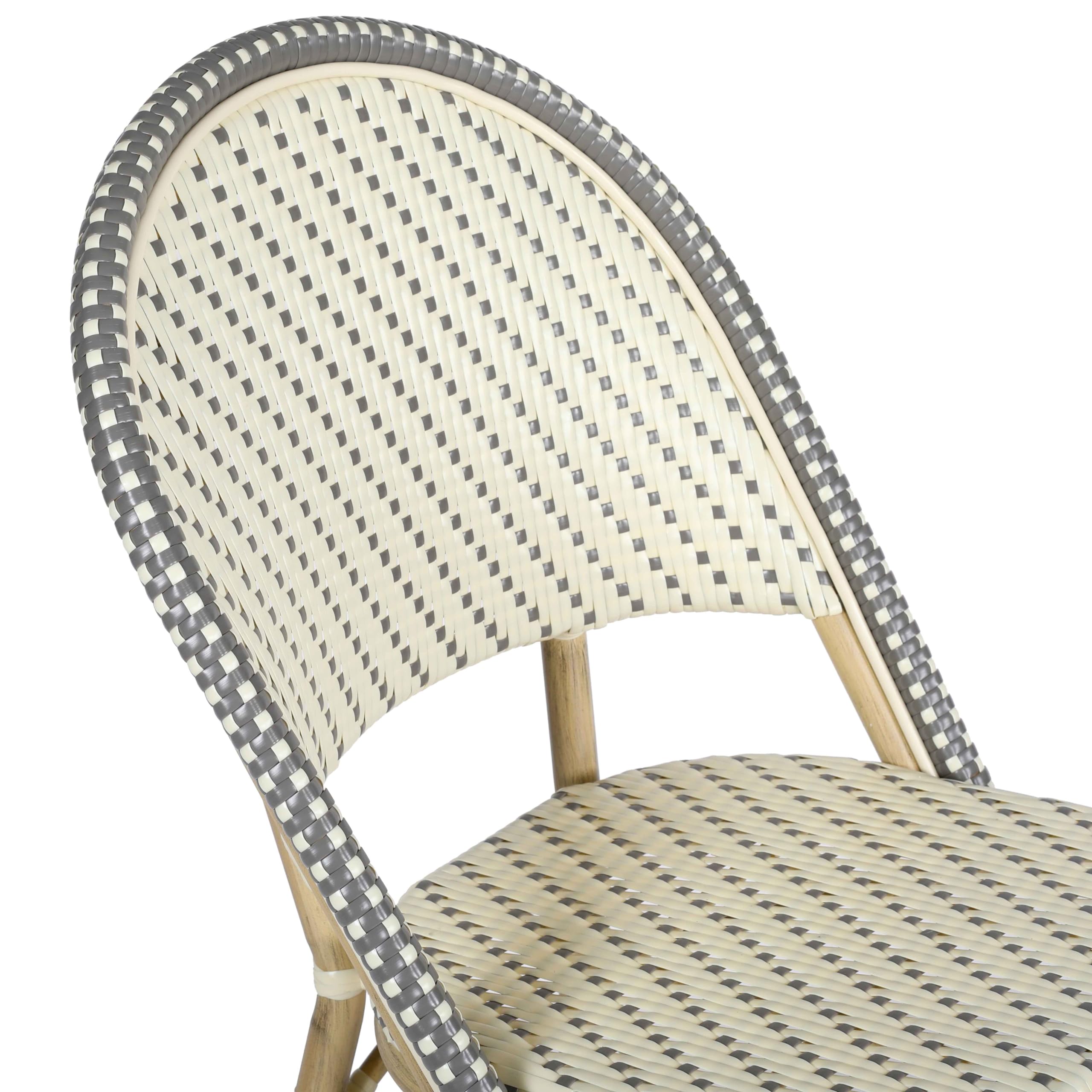 Oviala Chaise de terrasse bistrot Parisien en Aluminium et rotin Gris