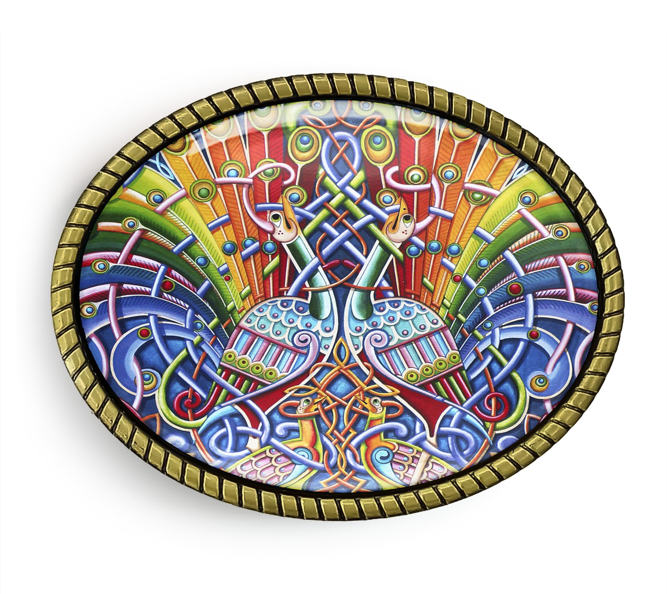 Celtic Peacock Belt Buckle - Irish Mandala Belt Buckle