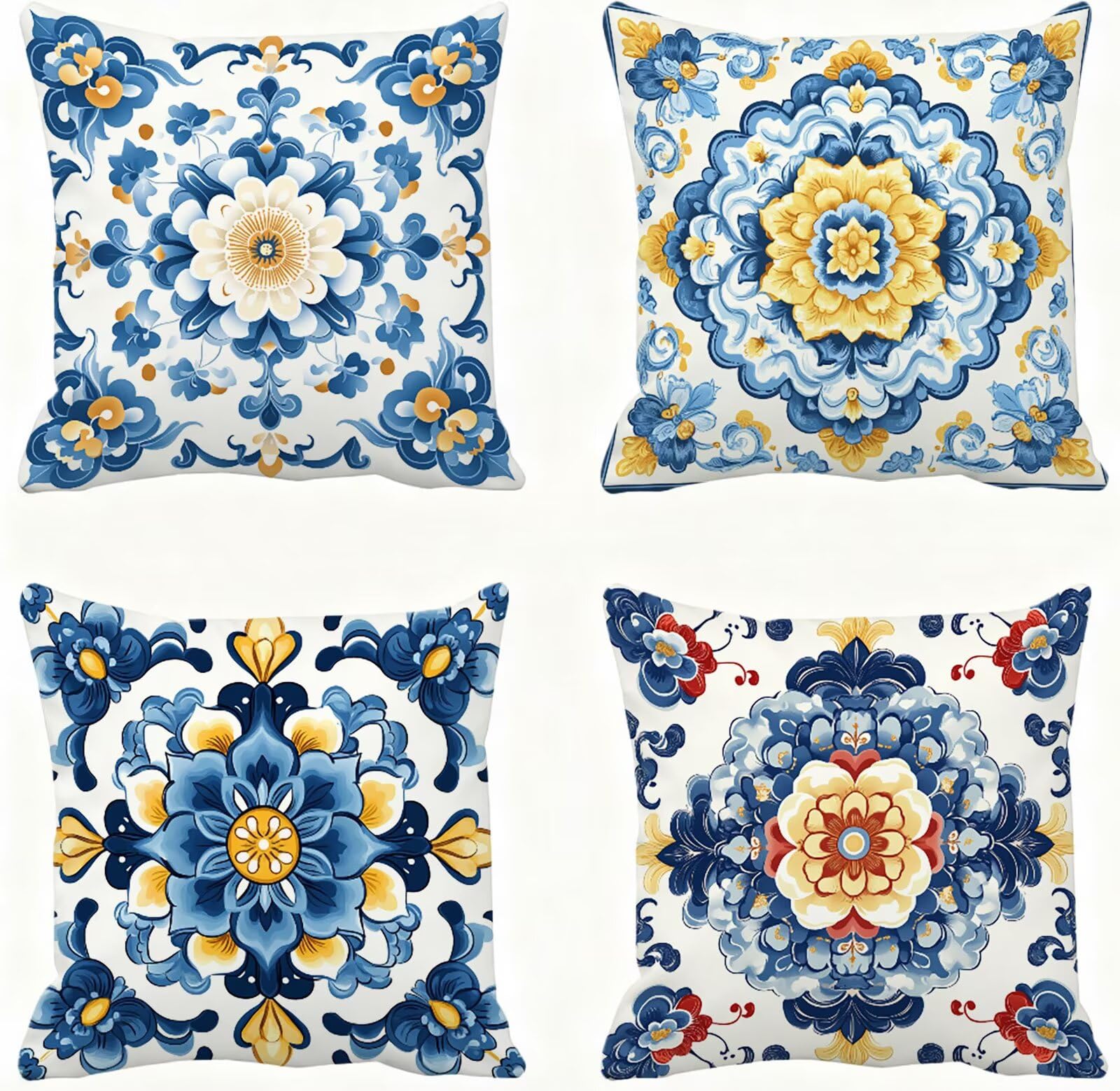 Azul Funda Cojin 60x60 Bohemia Funda Almohada 60x60 Cojines Sofa Súper Suave Fundas Cojines Decorativos Fundas Almohadas 4 Piezas Almohada Cervicales y Cuello, para Hogar Cama Salon Decoracion E - 741