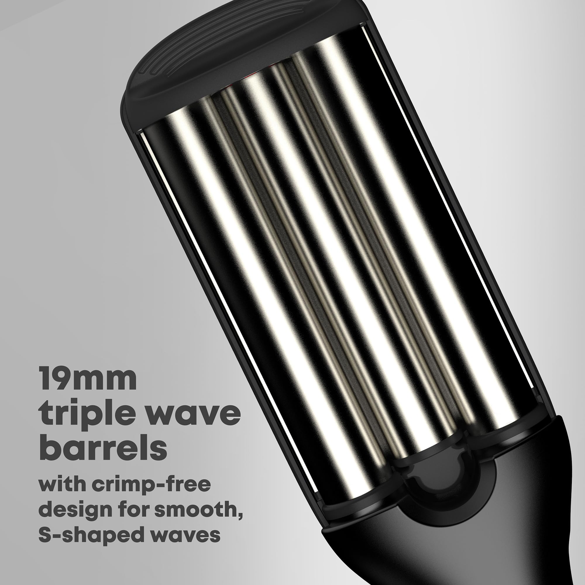 Revamp Progloss Wave Define Styler Professional, Ionen-Technologie, Zylinder angereichert mit Progloss Super Smooth Keratin, Argan- und Kokosöl, kräuselfreies Design für geschmeidige S-Wellen