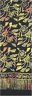 Curious Designs Batik Scarf, Rayon - Multi Color Floral Abstract on Black, 62 Inches