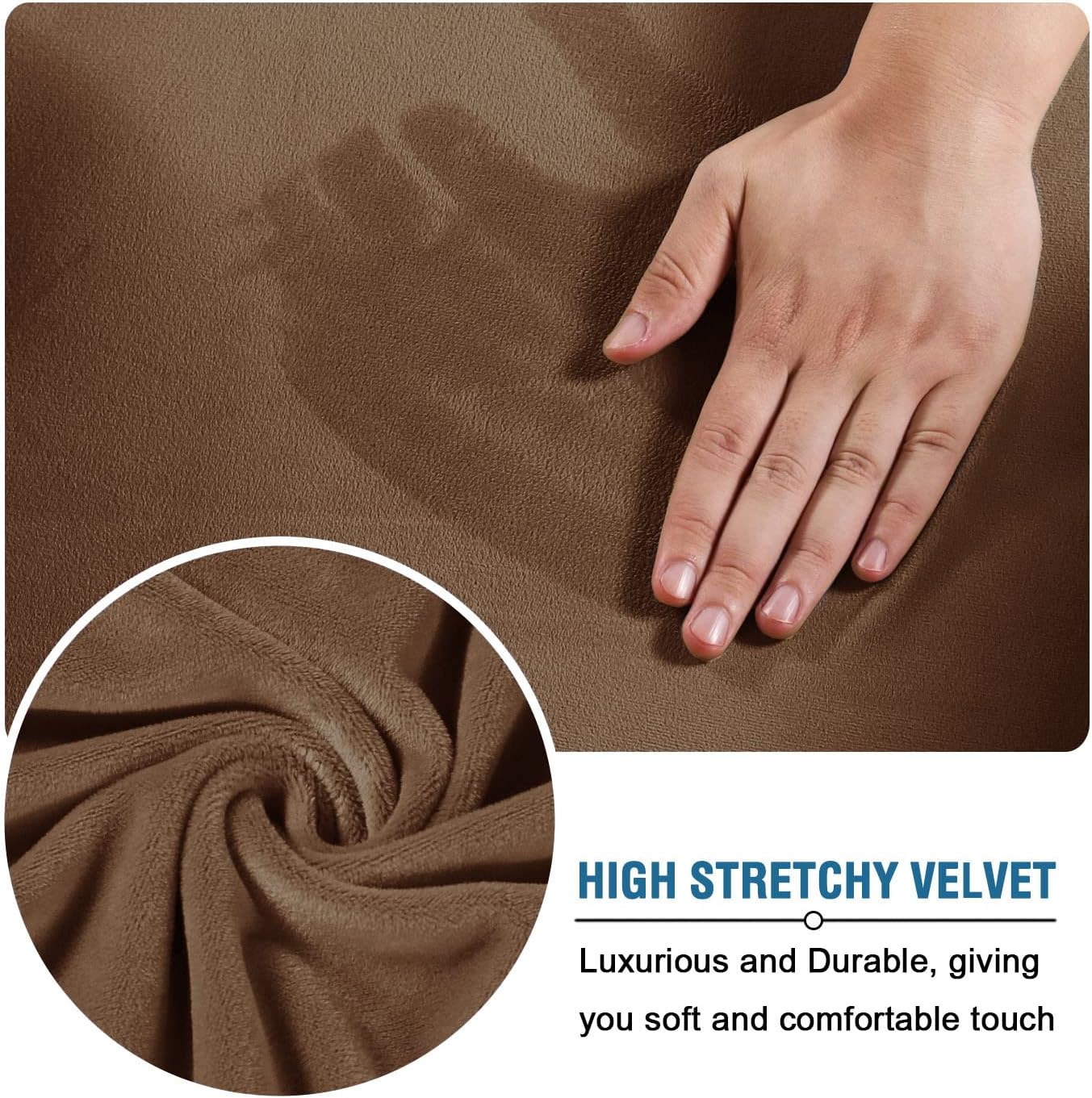 Velvet Ottoman Cover, Stretch Footstools Covers, Plush Foot Stool Slipcover, Removable Footrest Stool Sofa Slipcovers, Folding Storage Stool Furniture Protector for Living Room(Leather Color,Square)