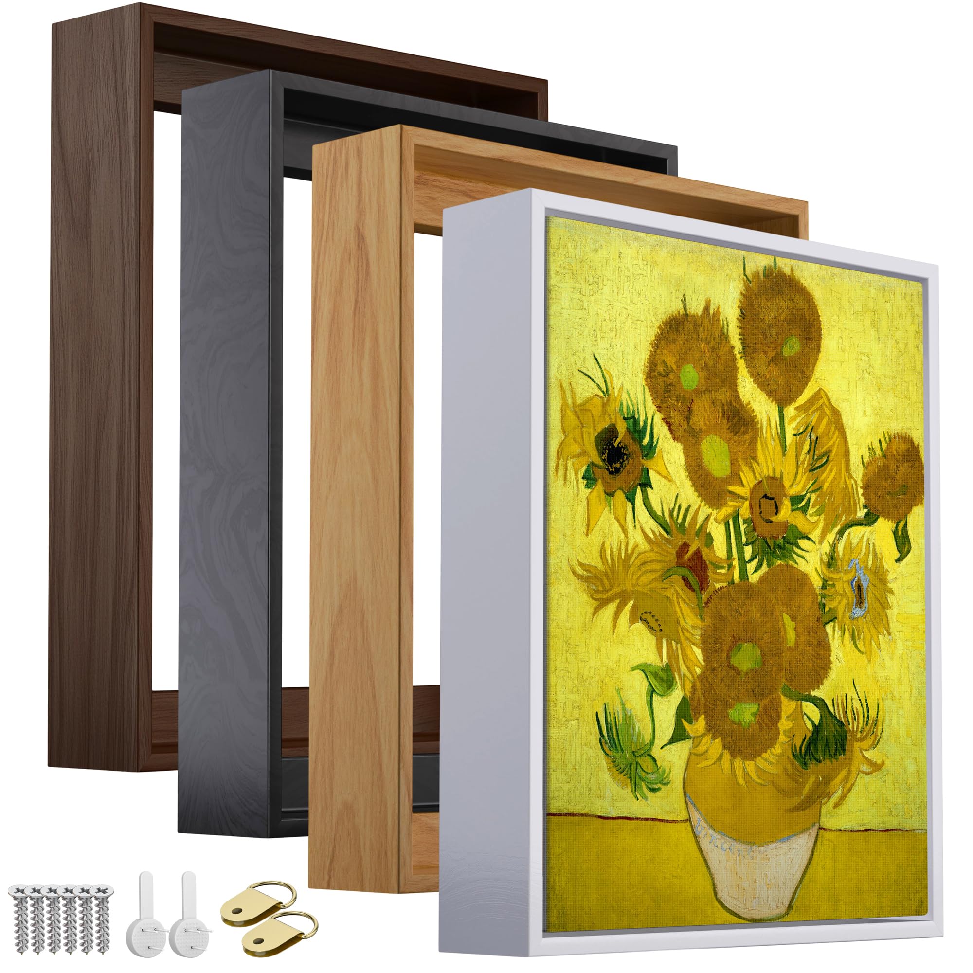 View 1 of ***FACTORY SEALED***16x24 Inch Canvas Floater Frame for 1–1.25" Deep Canvas, White