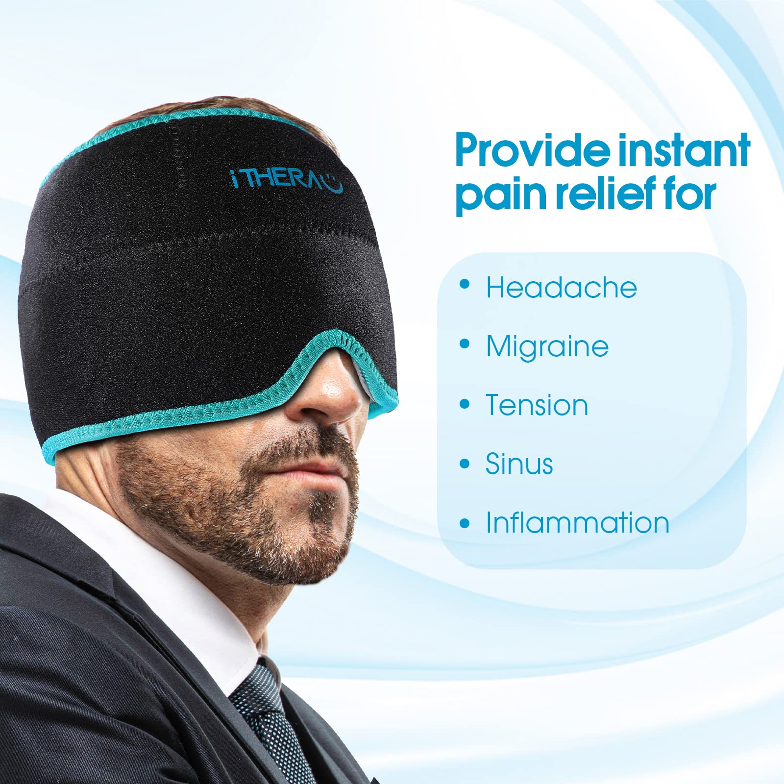 iTHERAU Migraine and Headache Relief Hat, Reusable Cold Compress