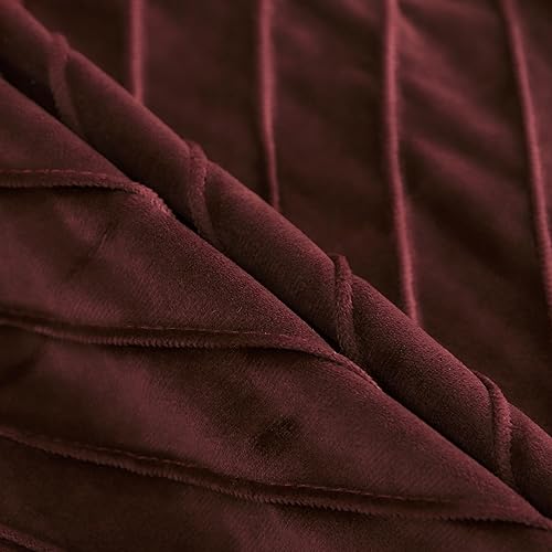 Miniatura 3 de Fundas de almohada de terciopelo burdeos de 26 x 26 pulgadas, paquete de 2 con fundas de almohada decorativas de cuero dorado para sofá, fundas de