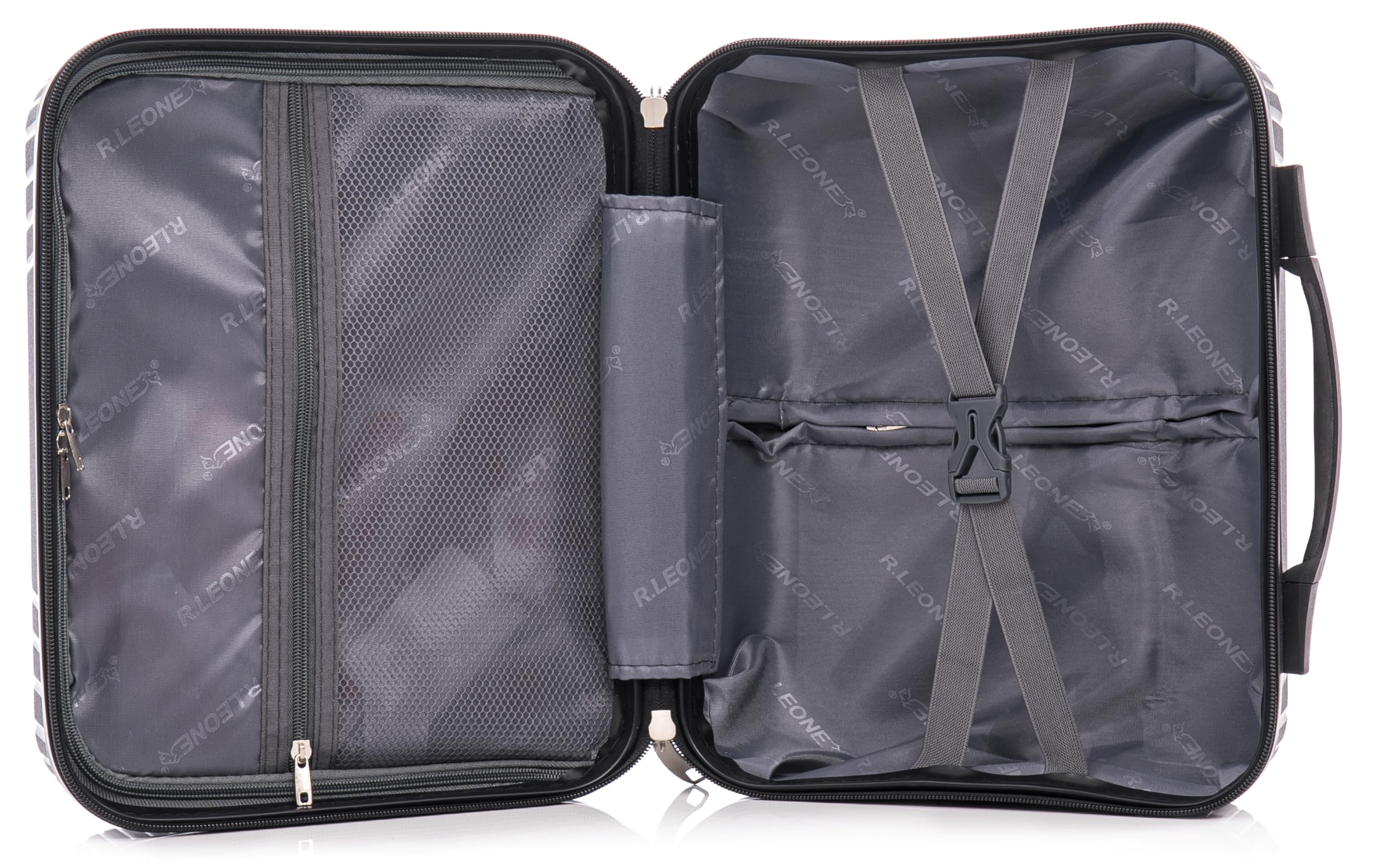 R.Leone Valigia da 1 pezzo Fino a Set 4 Trolley grande, medio, bagaglio a mano 55x40x20 Ryanair e beauty case Lucchetto TSA Polipropilene 8 Ruote Ultra Strong 6060 (Rose Gold, XS Beauty case)
