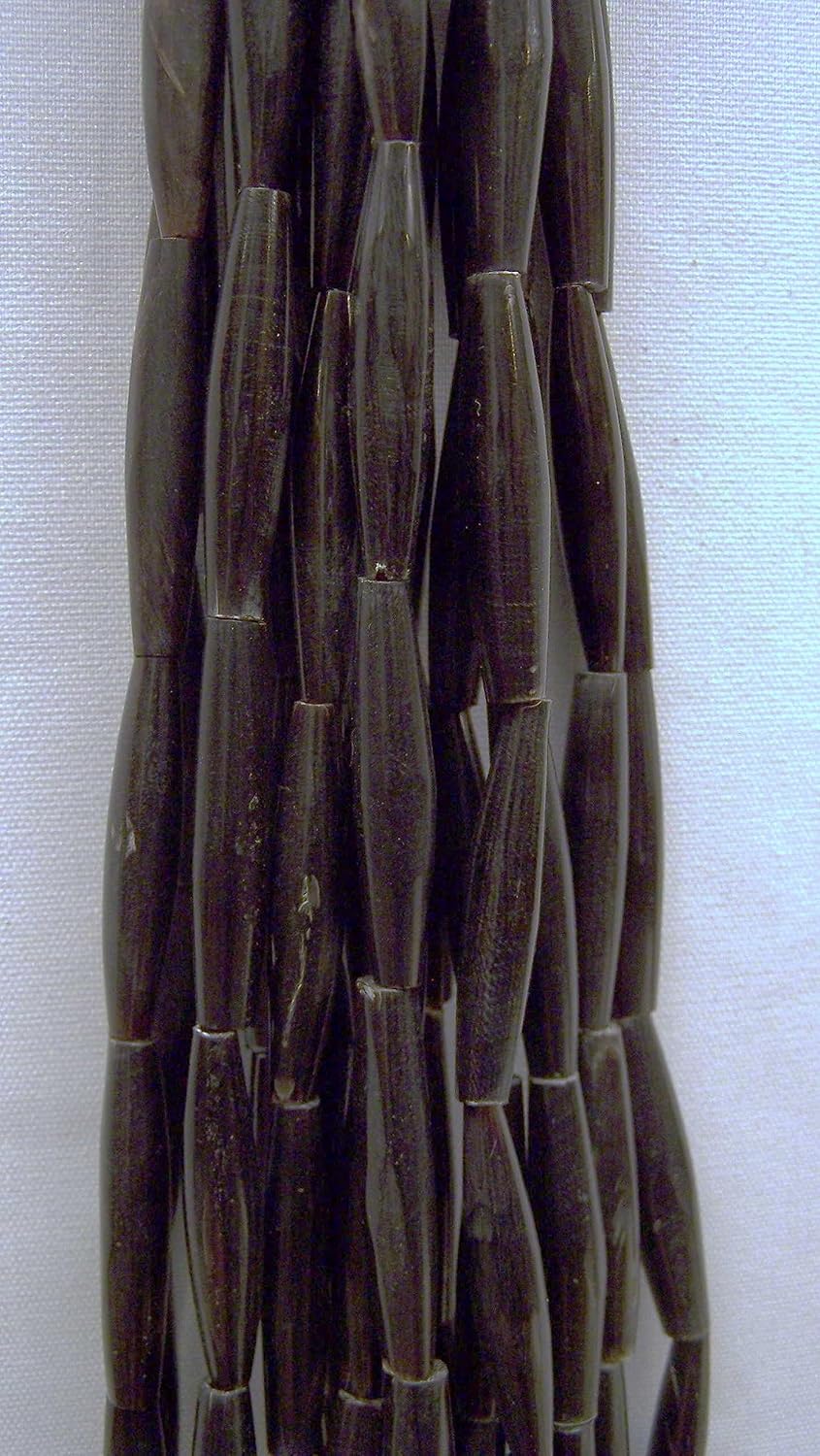 Genuine Natural Bone or Horn Handmade Hairpipe Beads (1.5-inch / 100 Pieces) (Black)