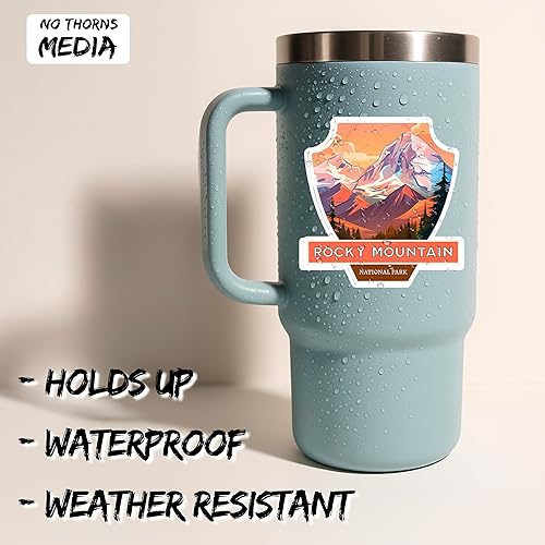 Miniatura 2 de Adhesivo de recuerdo de viaje de 4 pulgadas en el parque nacional de las Montañas Rocosas de Colorado, calcomanía de vinilo impermeable para laptop,