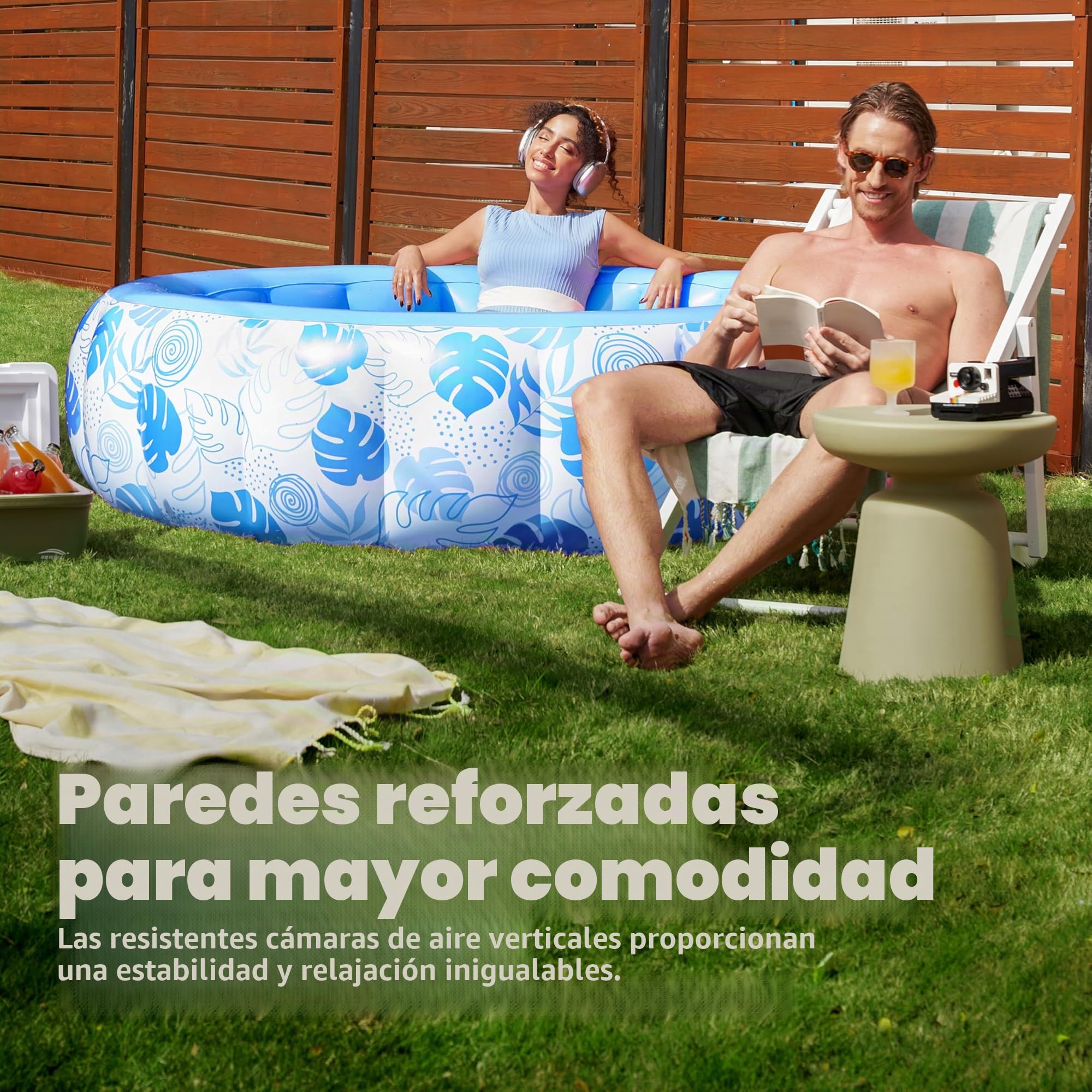 SLOOSH Piscina hinchable de 5,5 x 20 pulgadas (167,6 x 50,8 cm), piscina familiar inflable con respaldo cómodo, ideal para fiestas acuáticas de verano en el jardín, en el césped, color azul