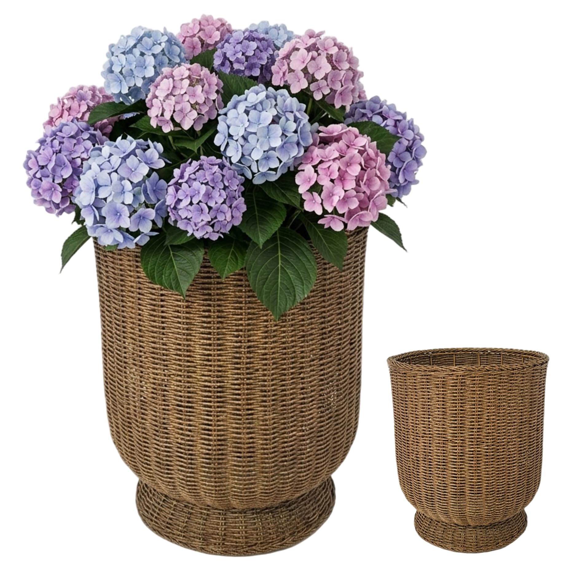 Rattan Vase Natural Brown Woven Planter Basket for Plants Indoor and Outdoor Decorative Wicker Vase for Flowers 13.4x15.7 Inch