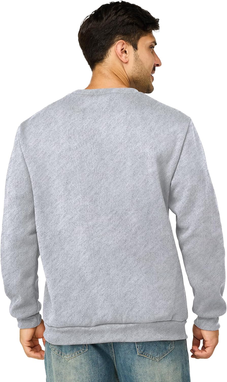 Mens Crewneck Sweatshirts Casual Fleece Pullover Sweatshirt Long Sleeve Basic Sweat Shirts - Image 4