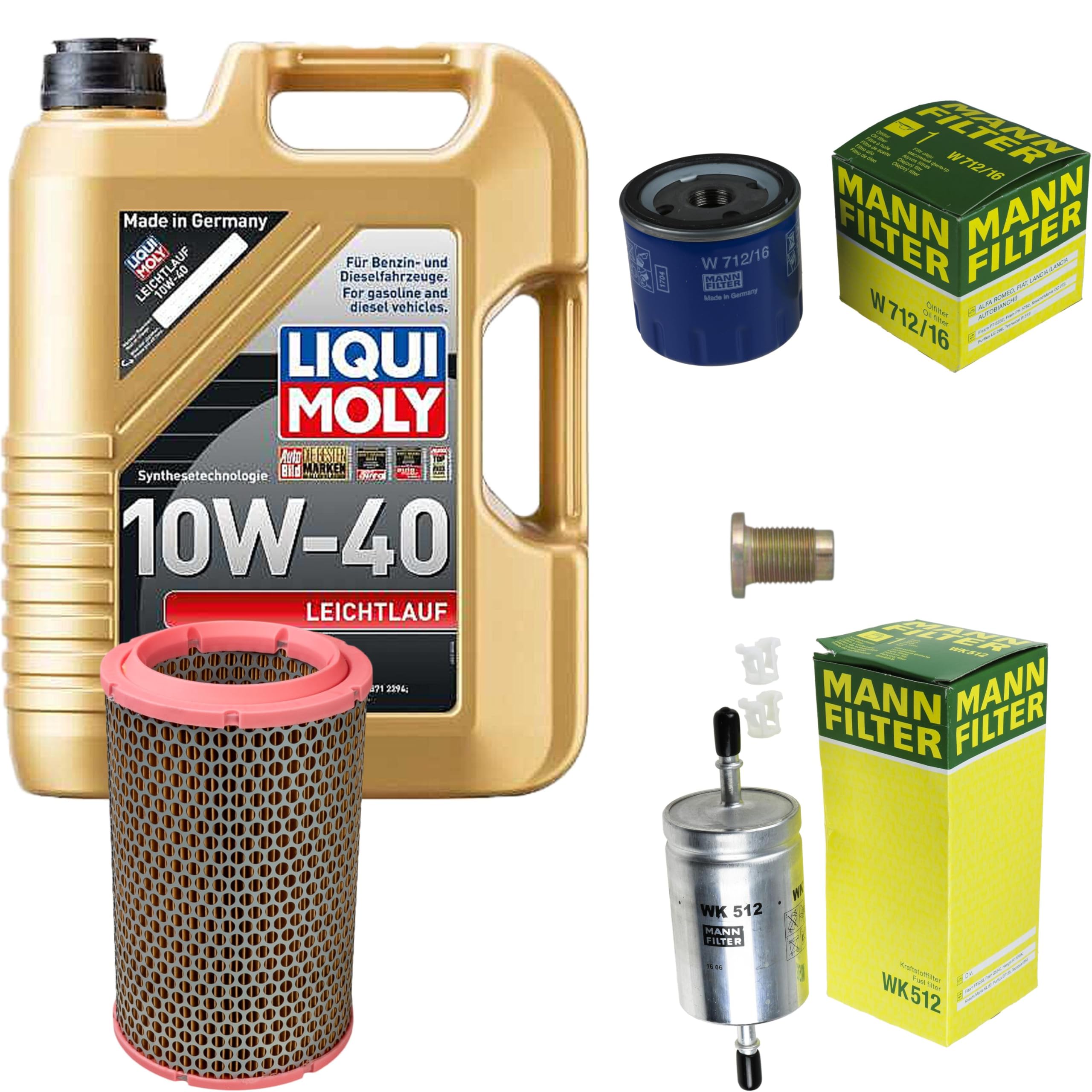 Set di filtri con olio motore 10W-40 scorrevole, filtro olio, filtro aria, filtro carburante, vite di chiusura