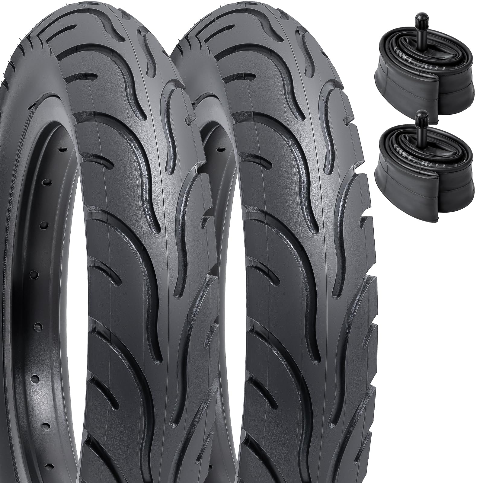 YUNSCM 2 Stück 30,5 cm Fahrradreifen 30,5 cm (12 x 2,40 Zoll) (64–203) und 12/12,5 Zoll Fahrradschläuche, Schrader-Ventil, kompatibel mit 12 x 2,35 12 x 2,40 Rennrad-Reifen und Schläuche (Y-1600)