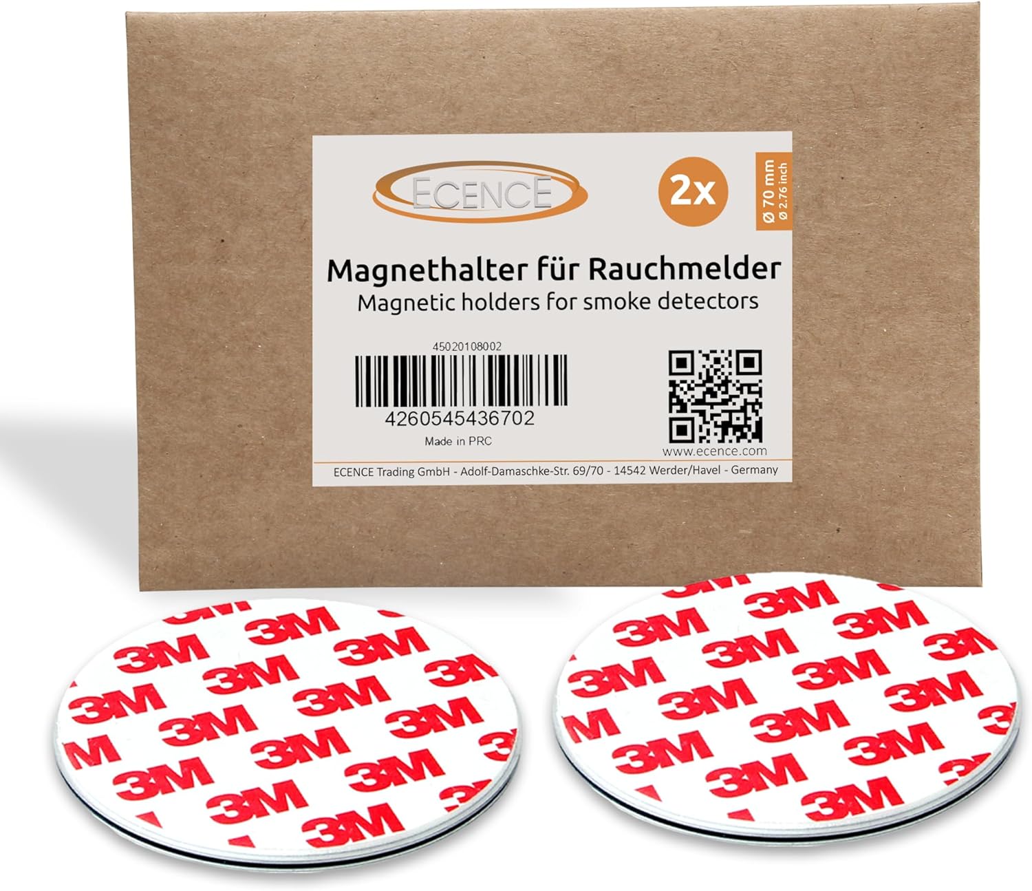 ECENCE Magnetic Smoke Detector Installation Tool 20pcs Magnetic Adhesive Pads with 3M Glue for Smoke Alarms Ø 70mm, No Drilling Or Screws, Quick and Easy Fastening