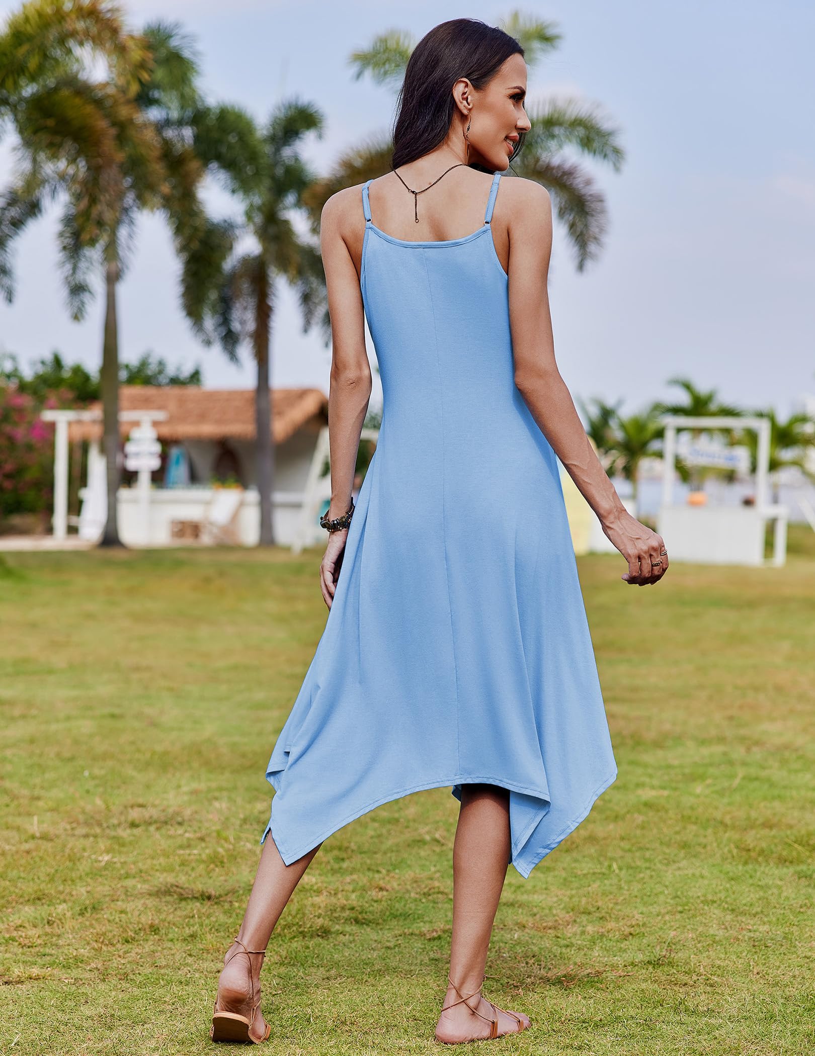 Zeagoo Abiti midi estivi da donna 2026 hawaiano bohémien spiaggia coprire prendisole con spalline sottili abito casual con tasche