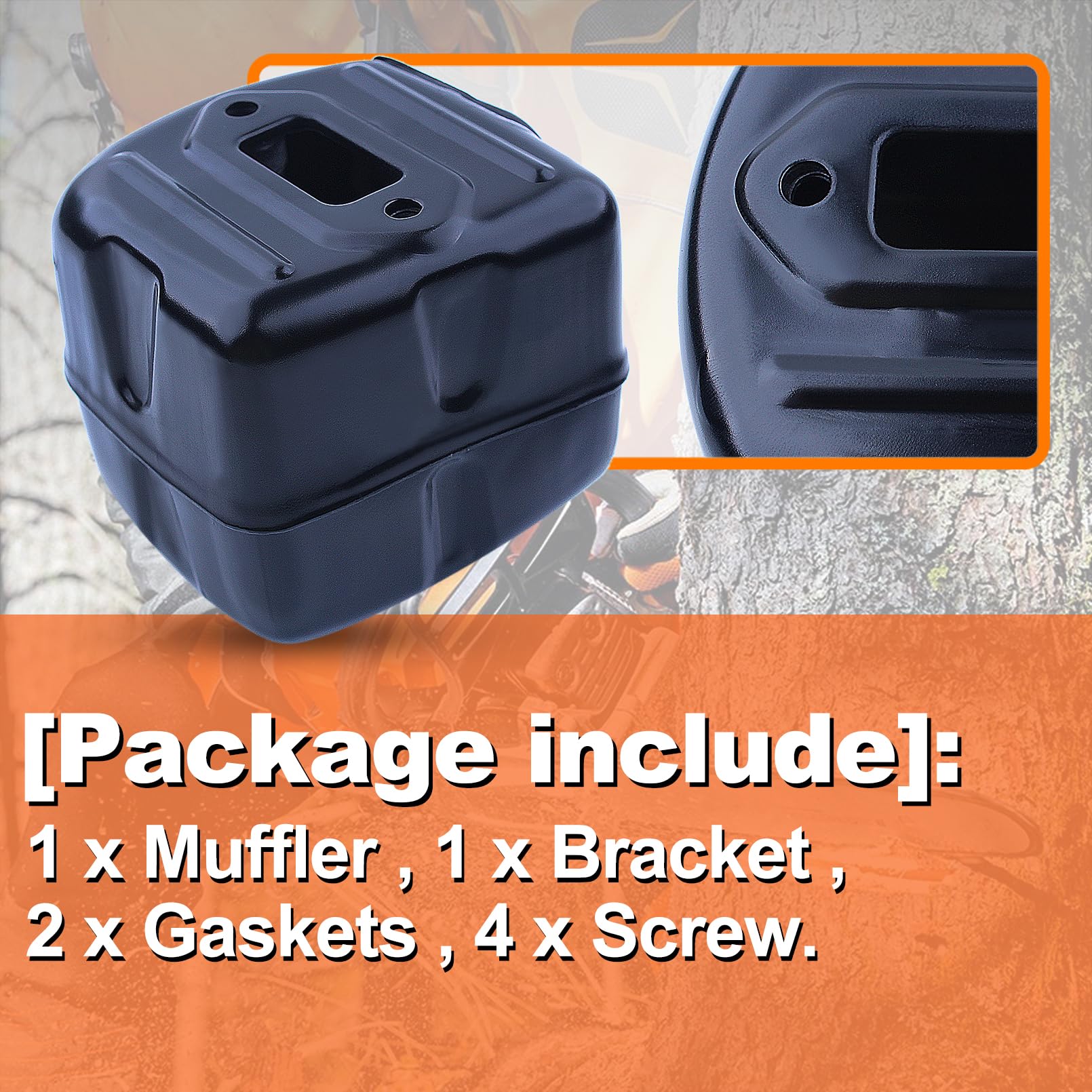 Schalldämpfer für Husqvarna 390xp 390 390 385xp Kettensäge, Auspuffschalldämpfer 544029104, Auspuffrohr-Kit mit Halterungsdichtungen Schrauben
