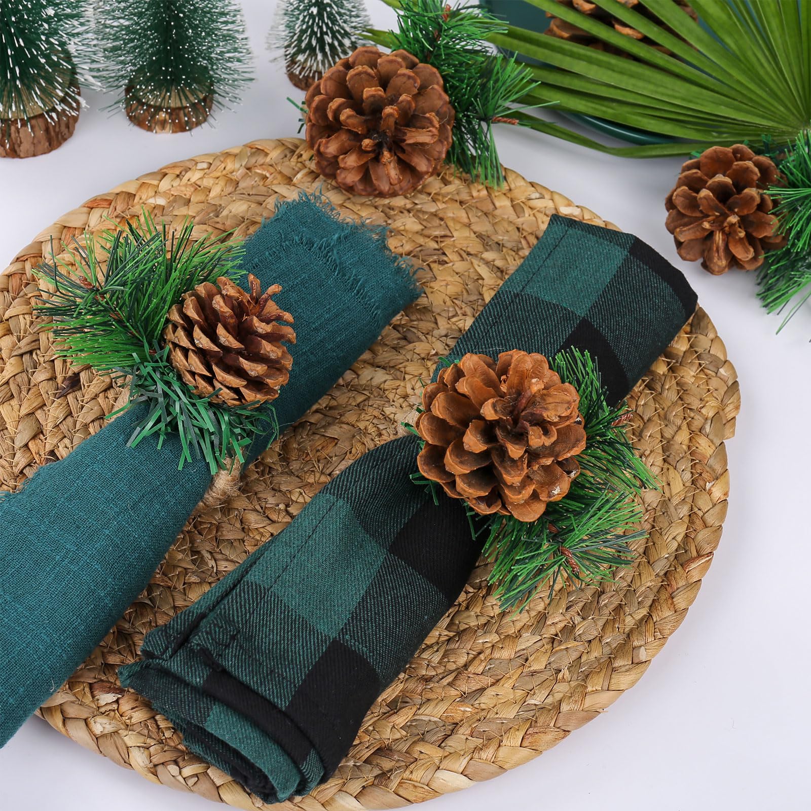 Juego de 6 servilleteros hechos a mano con diseño de piña de piña de granja para decoración de mesa de otoño, boda, día de Acción de Gracias, Navidad (piña)
