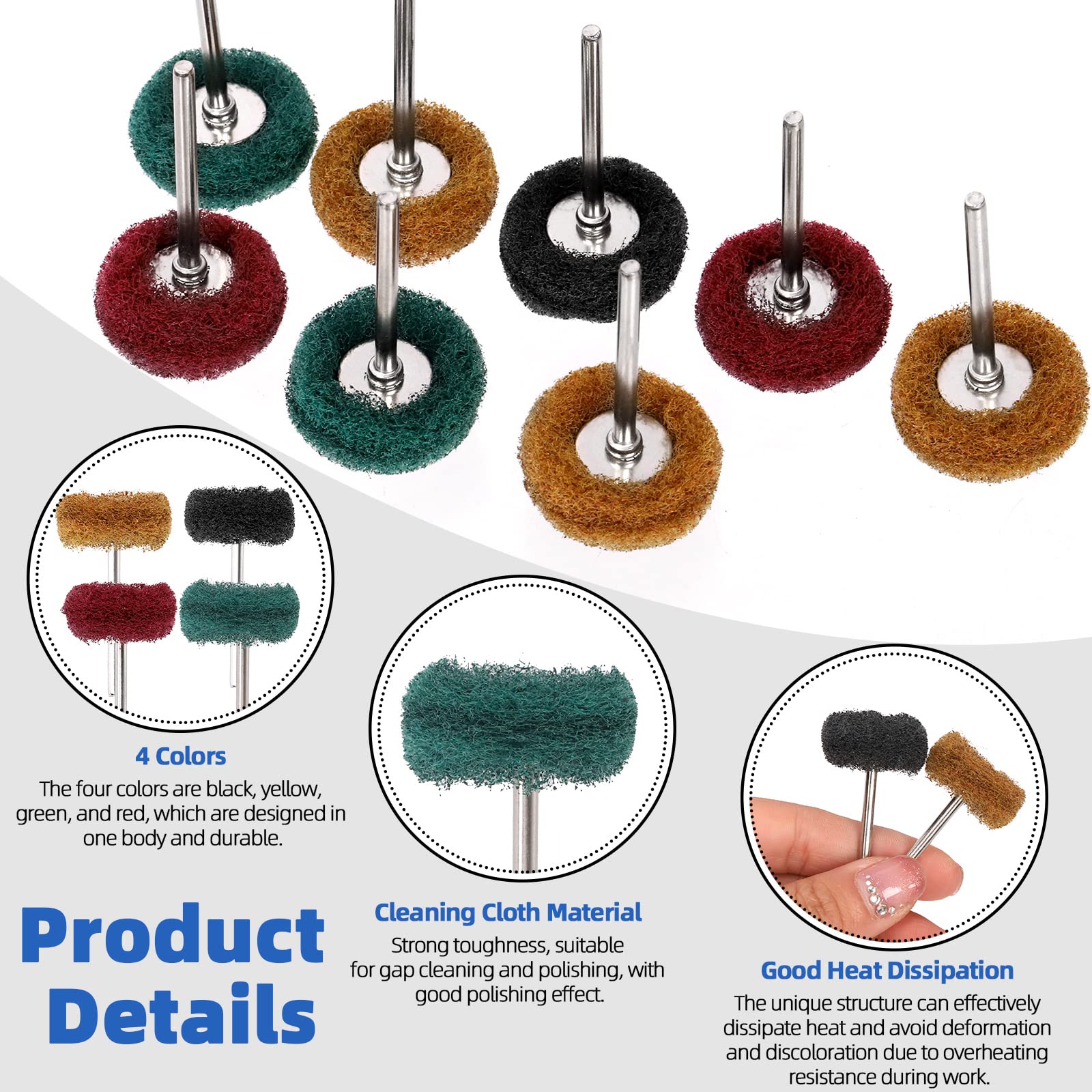 Glarks 62Pcs Abrasive Grinding Stone Points Sanding Drill Bit and 120/180/320/400 Grits Abrasive Buffing Polishing Wheels Set including 1/8" Shank for Rotary Tool - Image 4