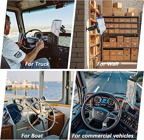 Miniatura 3 de Soporte de tableta de aluminio resistente a prueba de golpes para camión, base de taladro de bola de 1.5 pulgadas para automóvil, compatible con