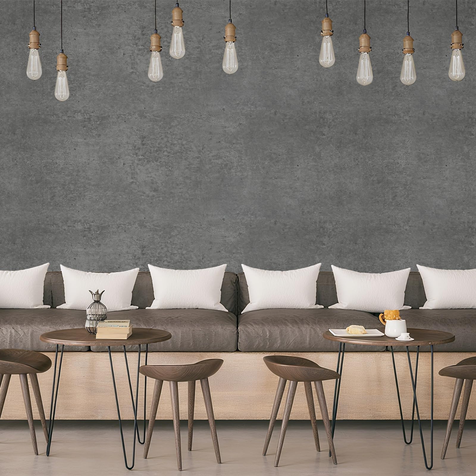 Decoroom Samoprzylepna matowa, ciemnoszara, 60 x 600 cm, folia do mebli, efekt betonu, wodoodporna, do mebli, kuchni, szafy, ściany, folia dekoracyjna, winylowa