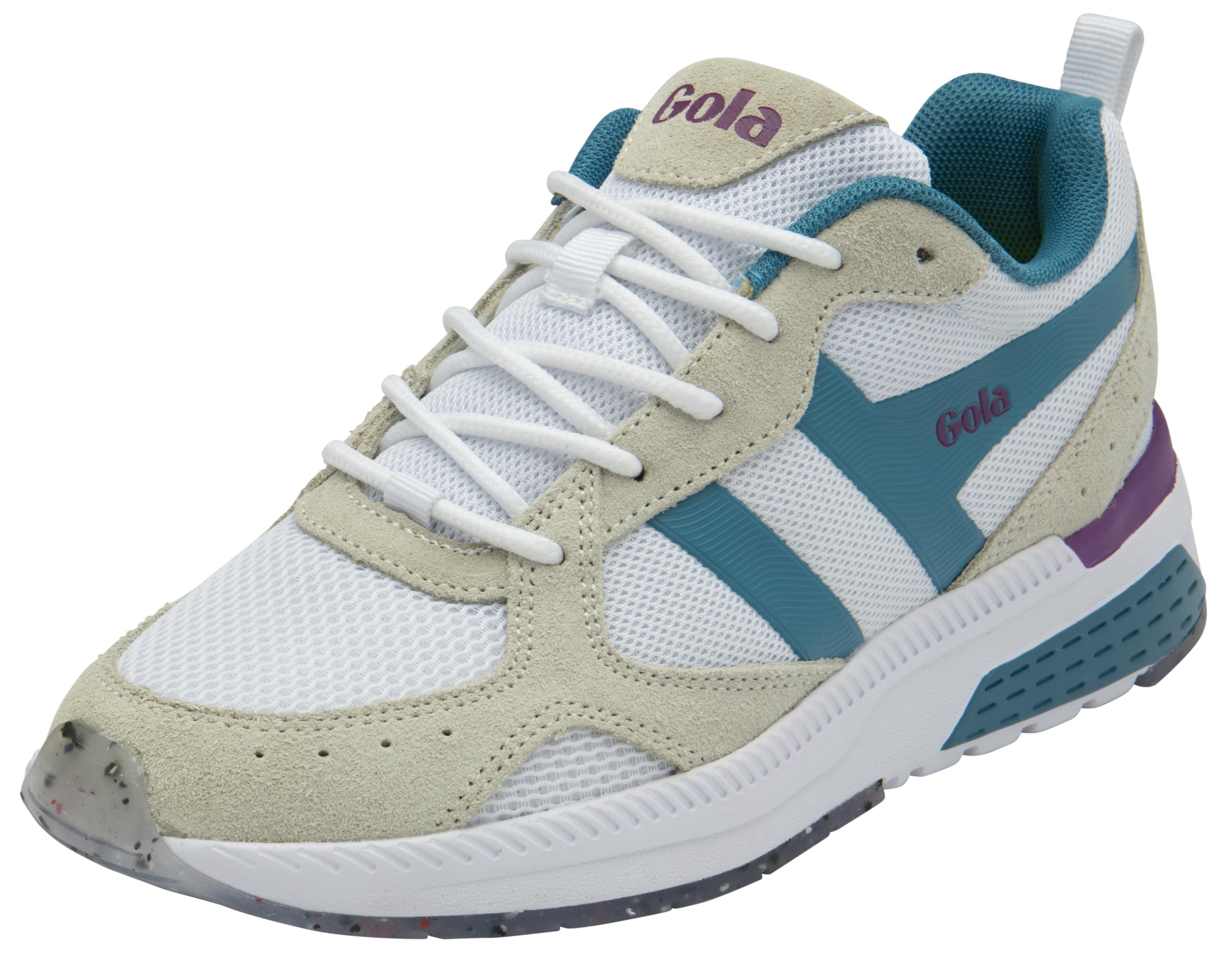 Gola 'Navis' White Mesh & Suede Running Trainers - Women's Size 6