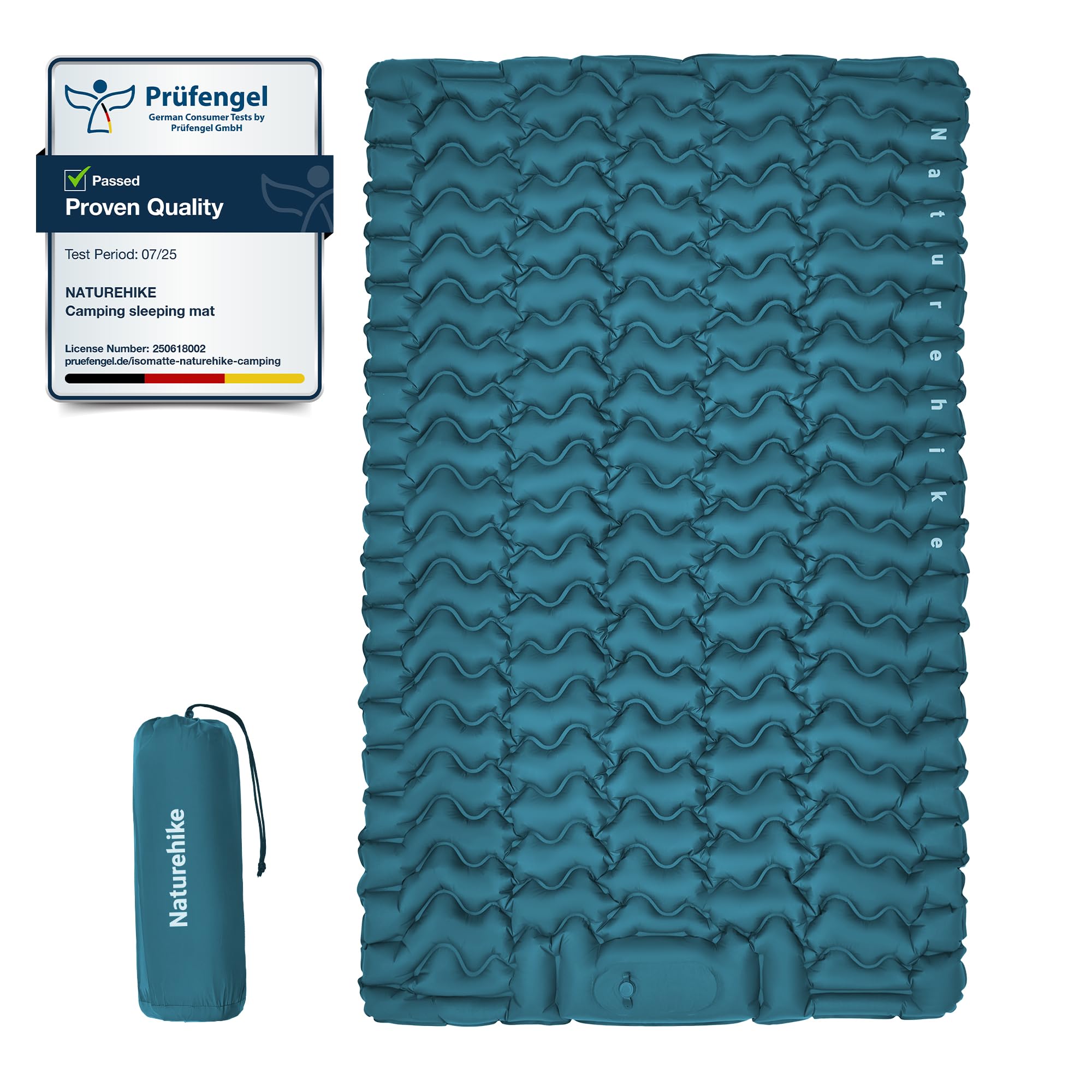 Naturehike Twin Camping Sleeping Pad, Ultralight Inflatable Sleeping Mat with Built-in Foot Pump for Easy Inflation, Suitable for Bike Touring and Hiking Tents