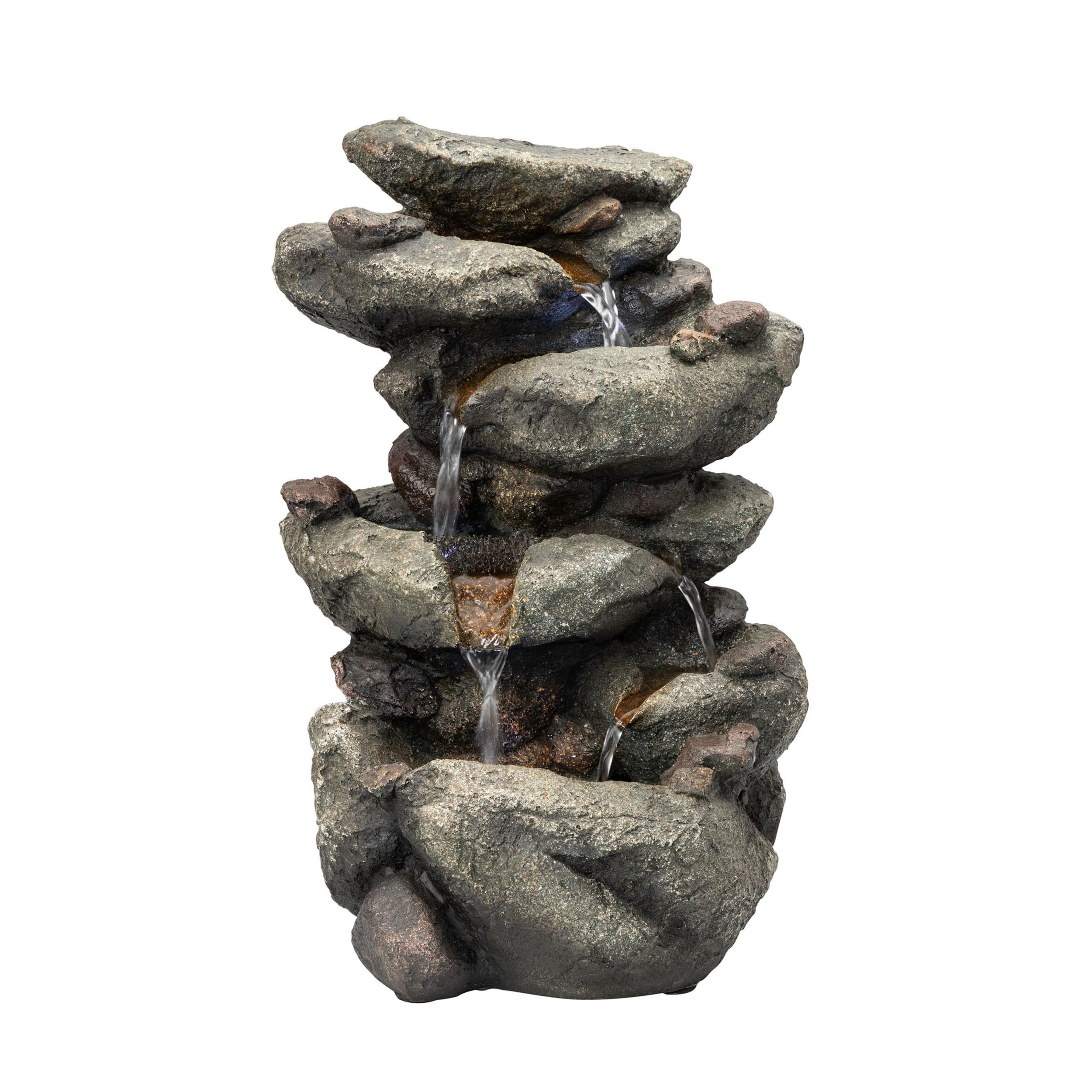 TZL154 14" Indoor Tabletop Rainforest Rock Water