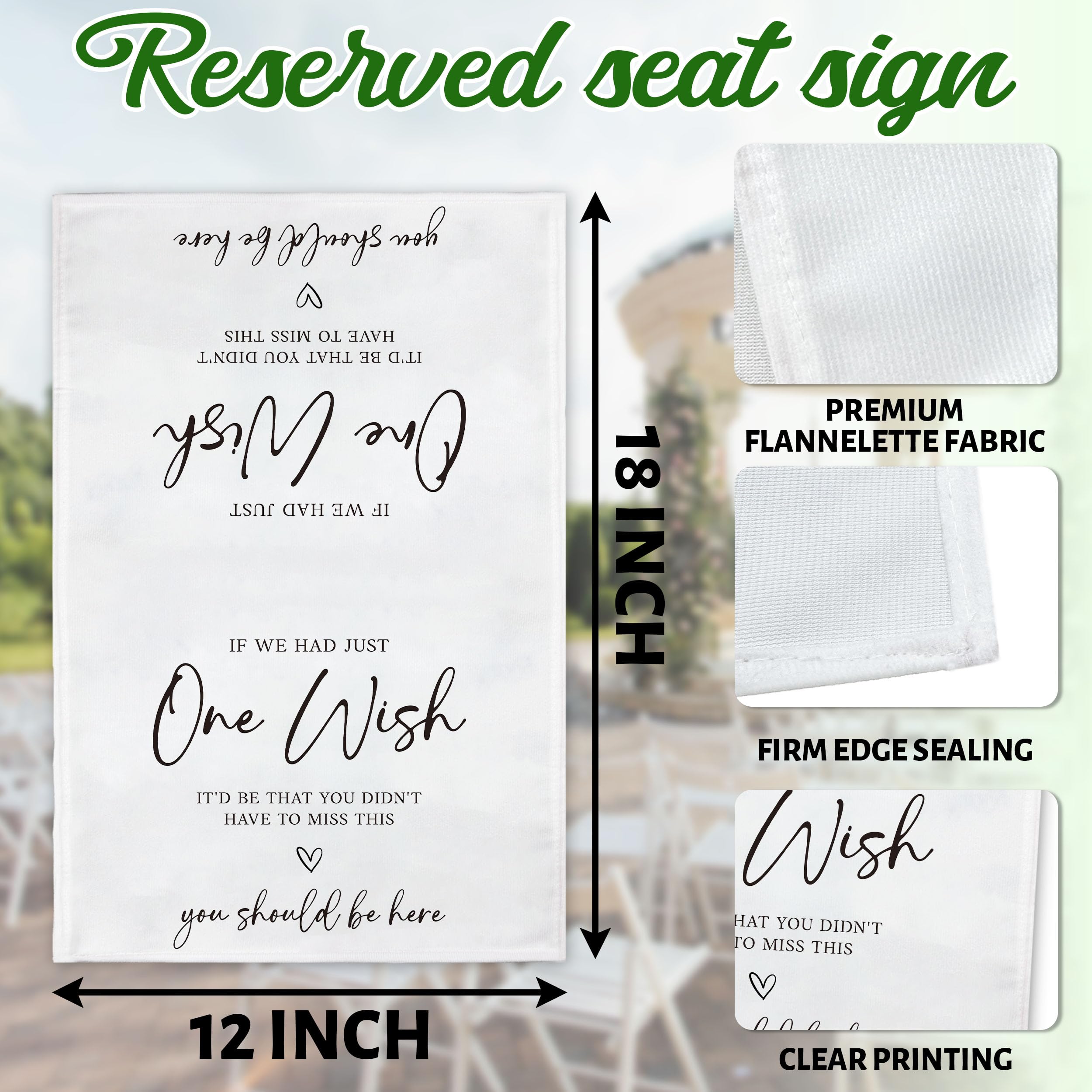 'In Loving Memorial' znak ślubny, biały zarezerwowany fotel weselny znak 'If We Had Just One Wish Memorial Signs for Church Pew Bench, wesela dekoracje znaki na ceremonię przyjęcie-A11