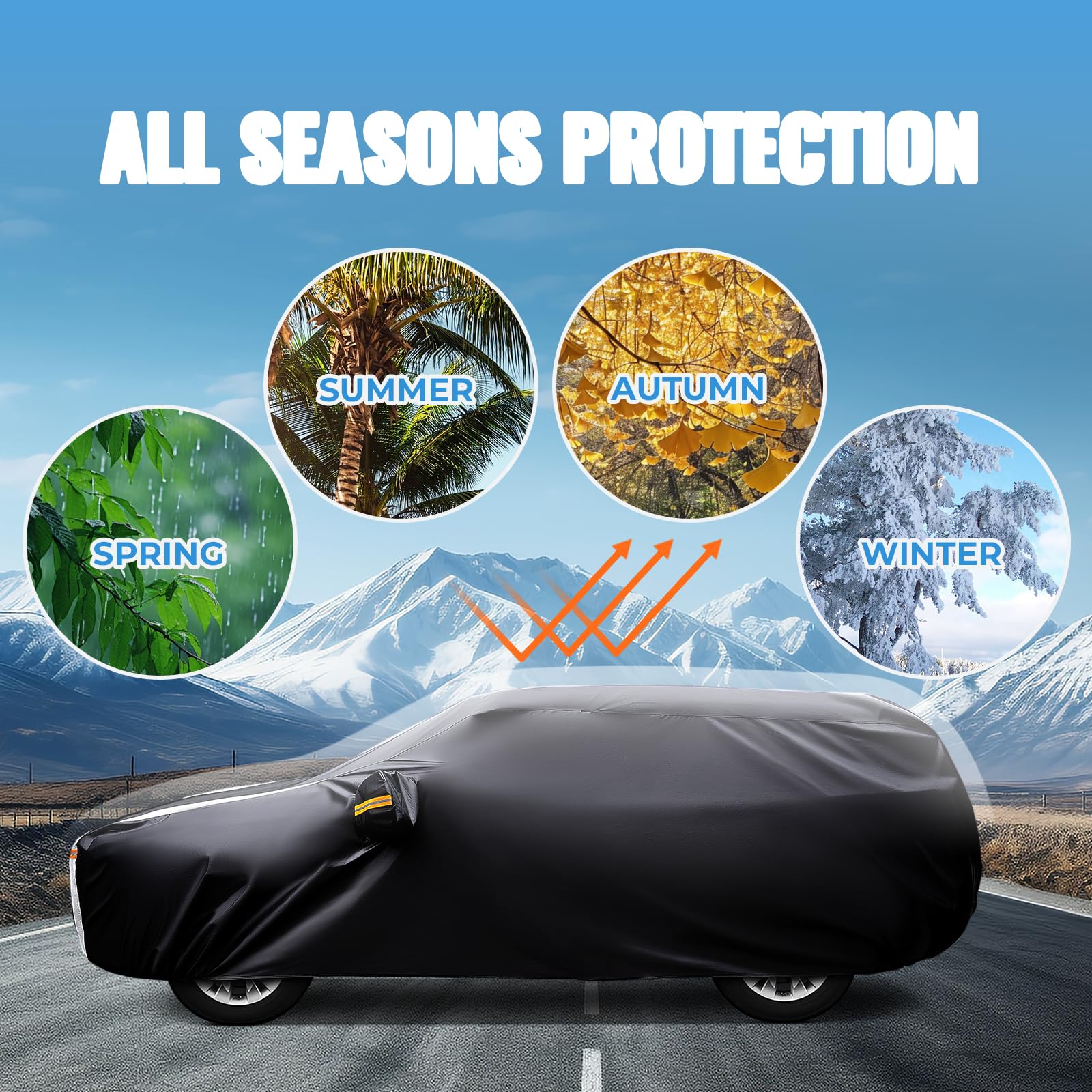 Car Cover Waterproof All Weather Full Exterior SUV Cover Universal Fit Cadillac Escalade ESV Chevrolet Chevy Suburban Ford — view 5
