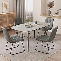 Vista 23 de Mesa de comedor moderna de granja de 47.2 pulgadas, mesa de comedor rectangular de madera con patas de metal para 4 personas para comedor, cocina