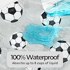 Hygge Sheets Potty Training Pee Pads for Kids, Toddlers - 100% Waterproof, Non Slip Bed Wetting Pad for Twin Beds - Washable, Reusable Mattress & Sheet Protector - Soccer