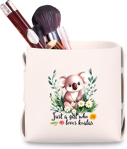 Koala - Soporte para brochas de maquillaje, organizador de escritorio decorativo para guardar joyas, lápices, lentes, regalos temáticos para los