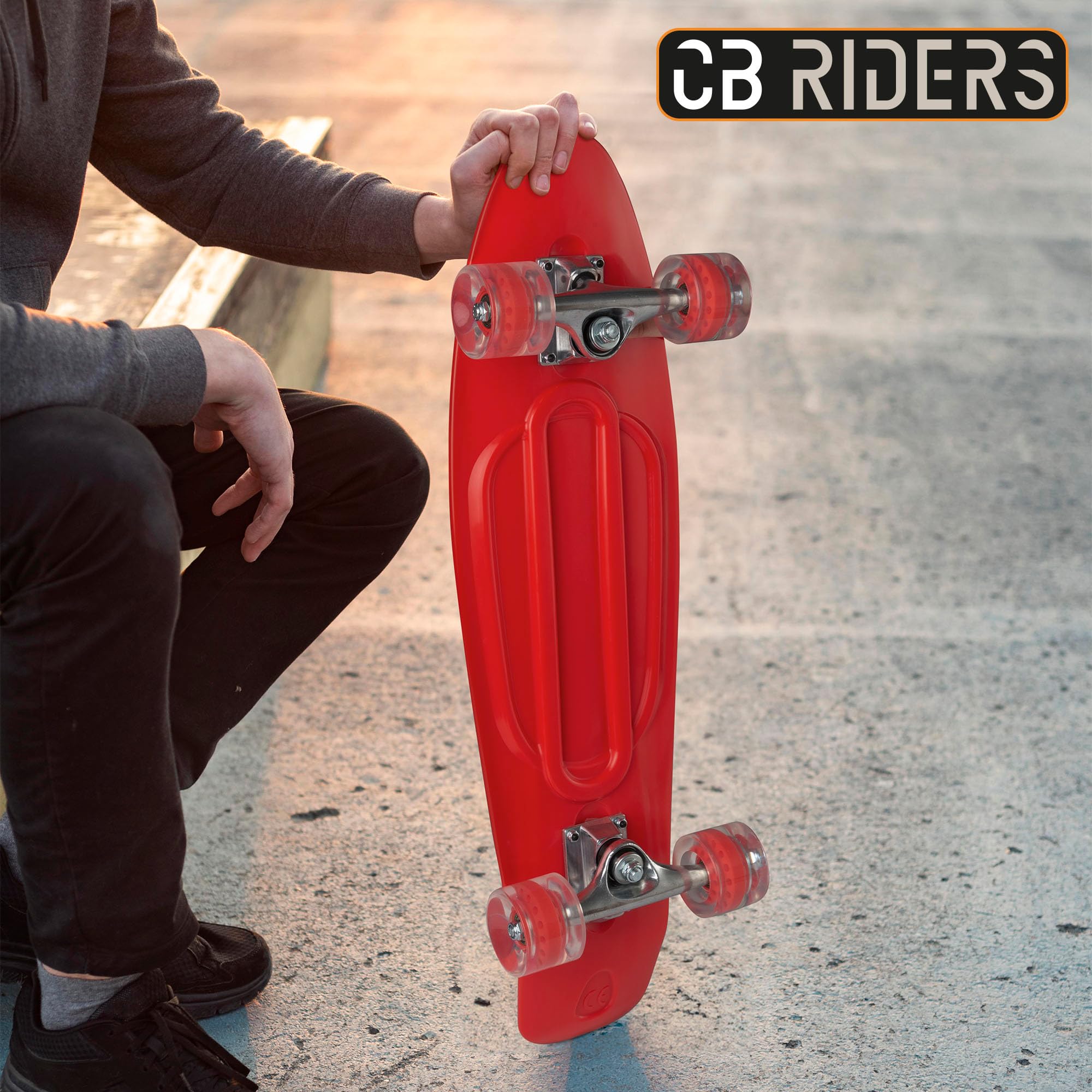 COLORBABY CB Riders, Skateboard, Skateboard, Couleur Rouge, 71 x 20 cm, Axe Aluminium, Skateboard Enfant, Planche avec 4 Roues PU, Poids Maximum 100 kg, Cadeau 6 Ans (47196)