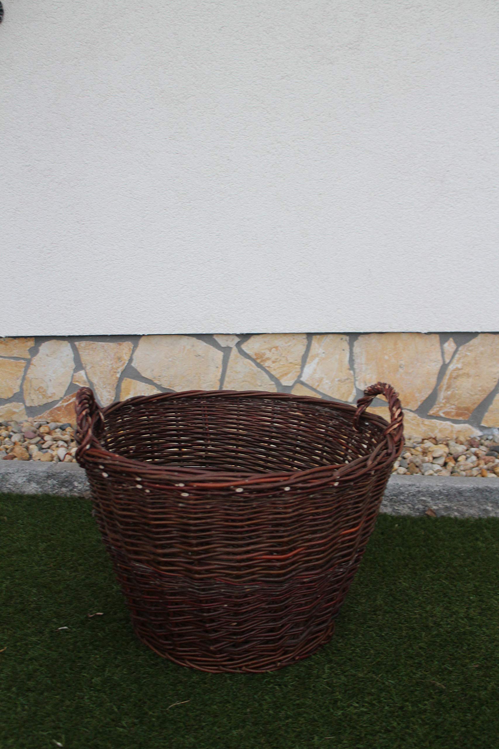 Marcus - Cesto per legna da ardere, in vimini con manico, per la frutta, da giardino, per la raccolta delle patate, per il camino