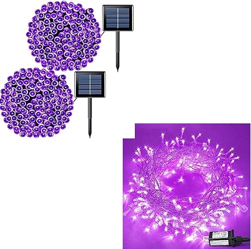 JMEXSUSS Paquete de 2 200 luces LED solares de Halloween/250 luces LED moradas de Halloween para interiores