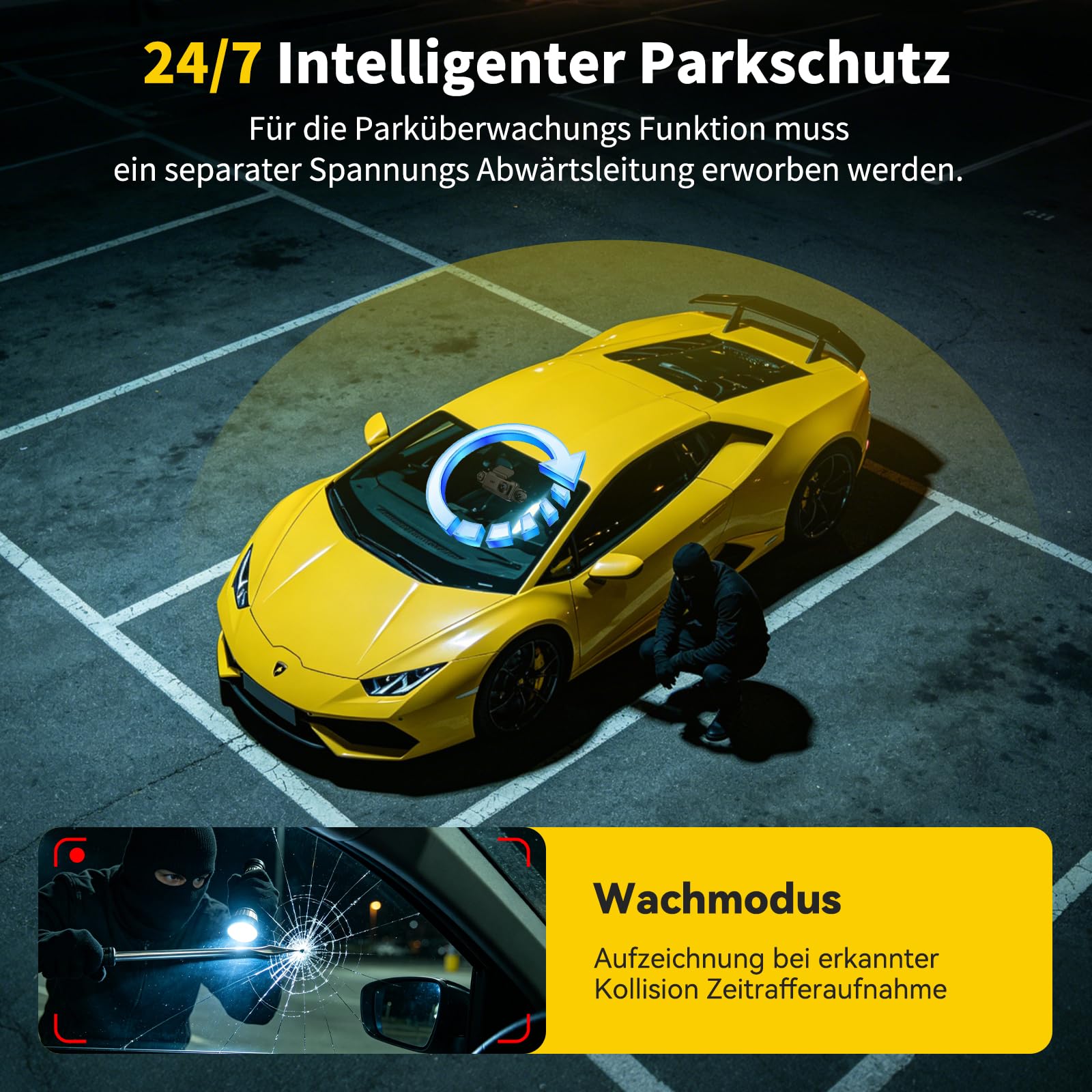 4 Kanal Dashcam 360° Dashcam Auto Vorne Hinten 4K+1080P, 5 Zoll IPS Bildschirm Dash Cam Auto Kamera mit WiFi Kostenlose 64 GB Karte,8 IR Lamp Nachtsicht,G Sensor,Loop-Aufnahme,APP Steuerung