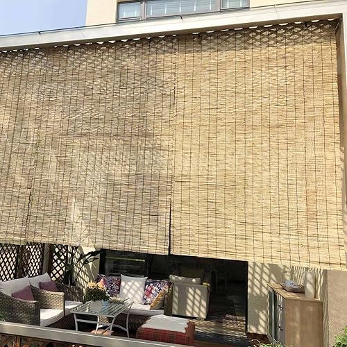 Miniatura 9 de Cortina de varillas enrollables de bambú para patio persianas romanas de bambú sin cordones con 65 de protección UV persianas de ventana filtrantes