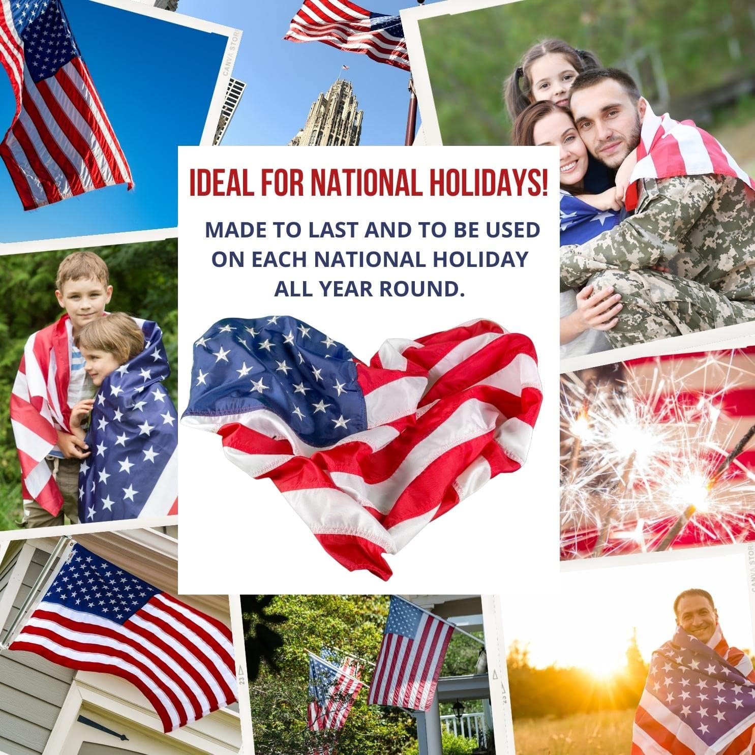 American Flag - Heavy-Duty US Flag - Embroidered Stars - Nylon USA Flag Built for Outdoors - Sewn Stripes - UV Protection - Brass Grommets (4x6 ft) - Image 8