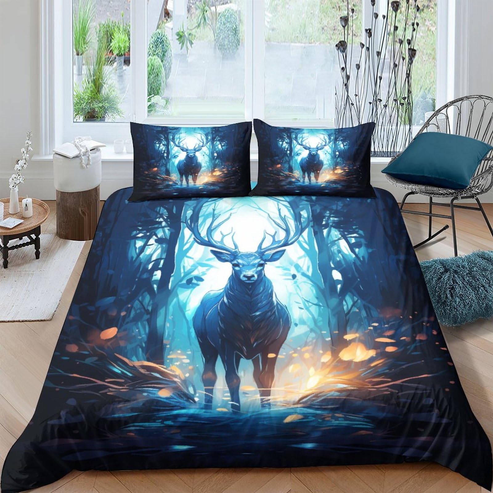 Parure de lit 3 pièces IOFEER Moose haut de gamme en microfibre aspect coton King 220x240cm