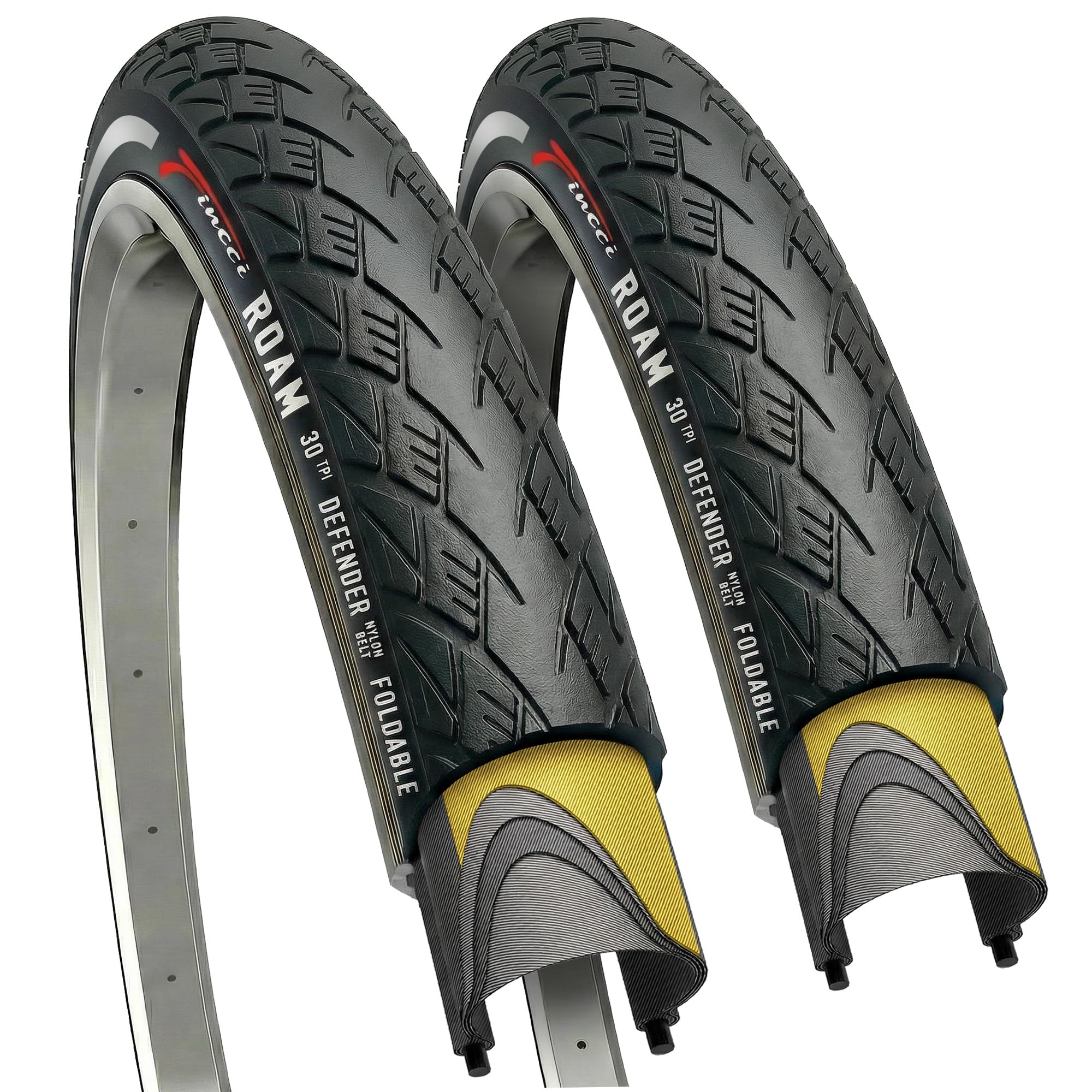 Fincci Copertone Bici 700x35c 37-622 Pieghevole con Protezione Riflettente | Copertone 37-622 con Carcassa 30TPI e Protezione Anti-Foratura Lv3 per Pneumatici Bici 28 700 x 35c a 50-80 PSI - Set da 2