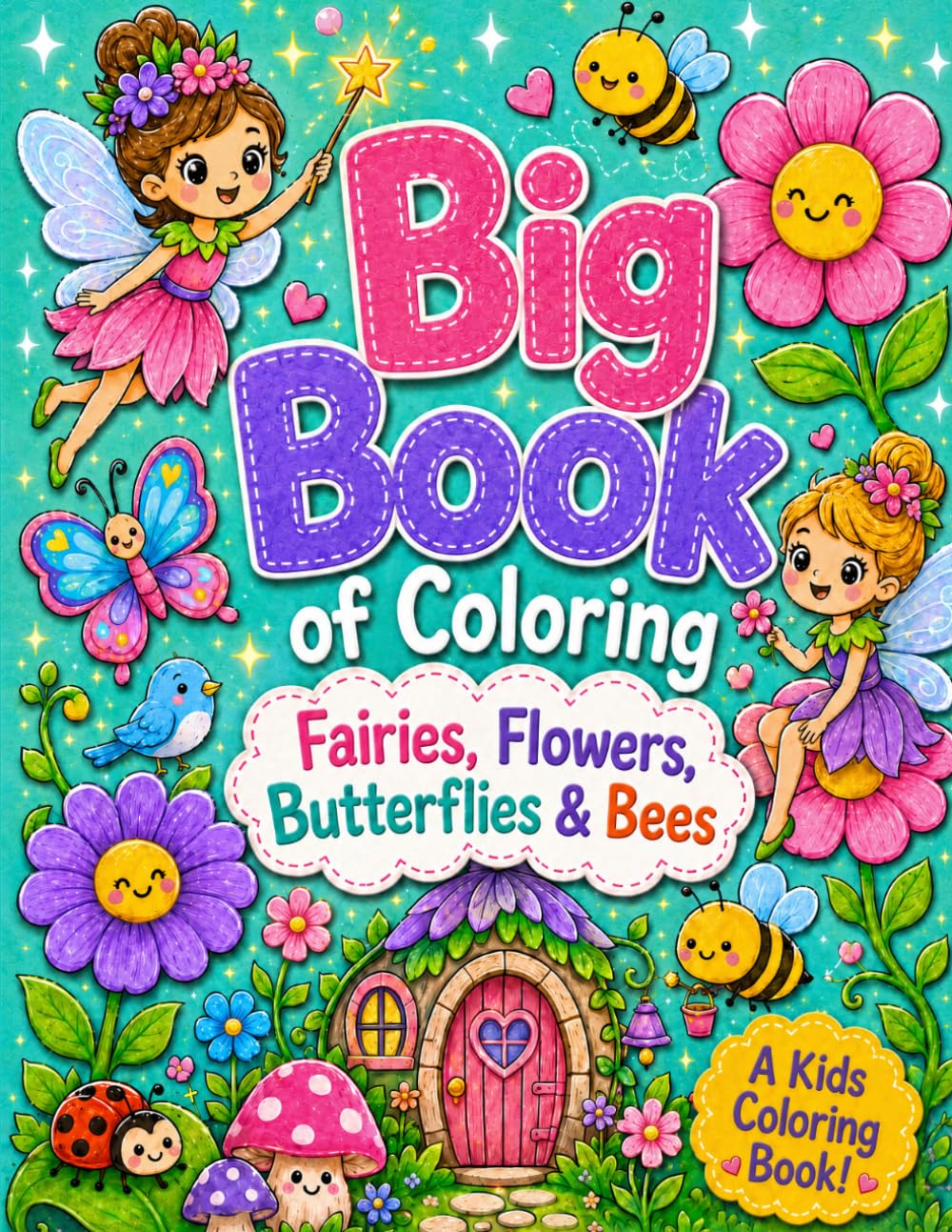 Big Book of Coloring - Fairies, Flowers, Butterflies & Bees - kids coloring book