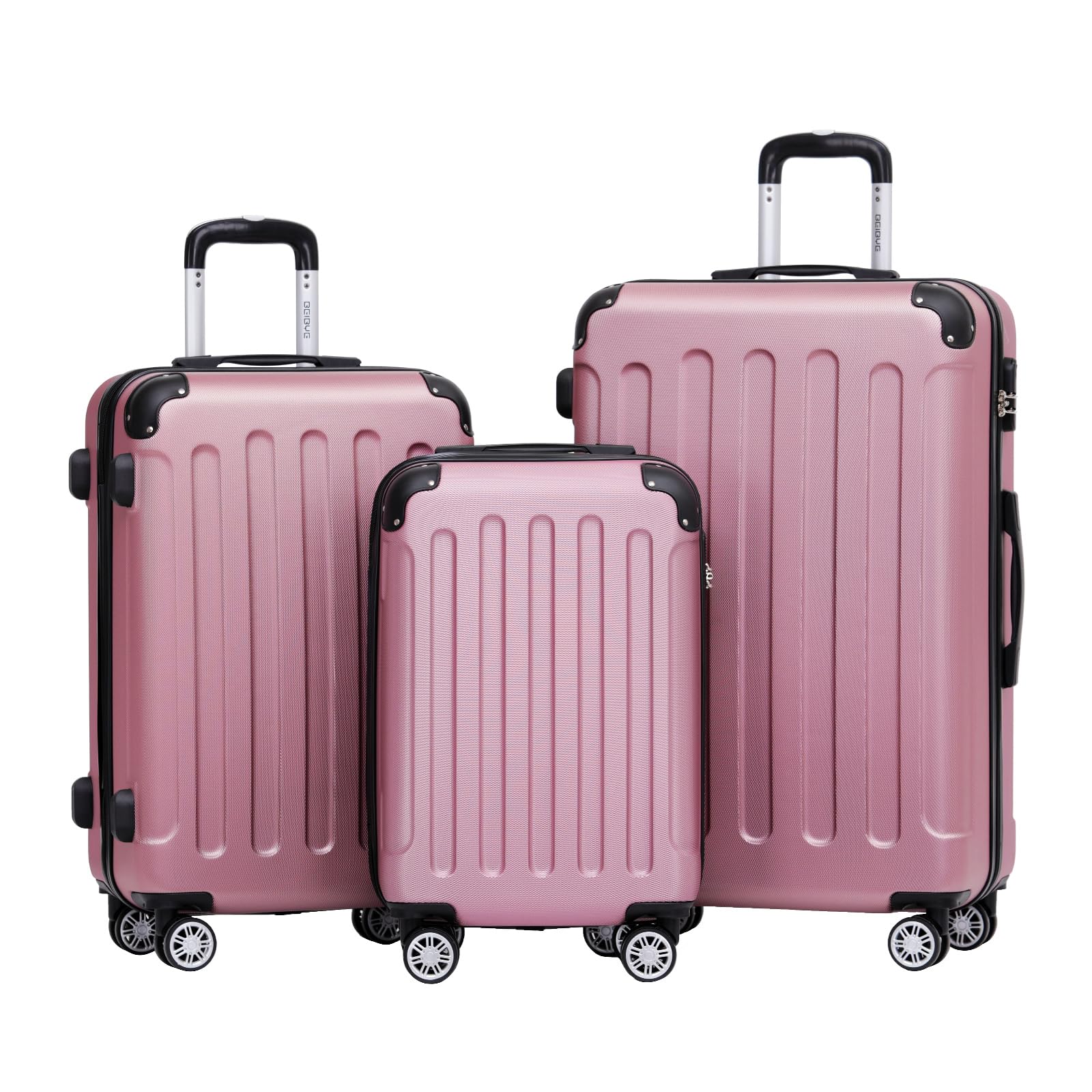 BEIBYE 2045 Kofferset 3-teilig Hartschale, Reisekoffer Set mit 4 Zwillingsrollen und Zahlenschloss, Trolley Koffer XL L M, Hartschalenkoffer in 20 Farben