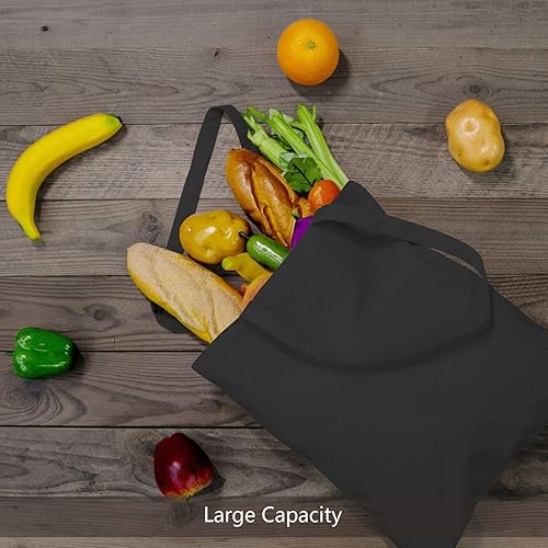 Miniatura 4 de TOPDesign Paquete de 5 bolsas de algodón negro de 16 x 15 pulgadas, bolsas de tela ligeras y medianas reutilizables, adecuadas para bricolaje,