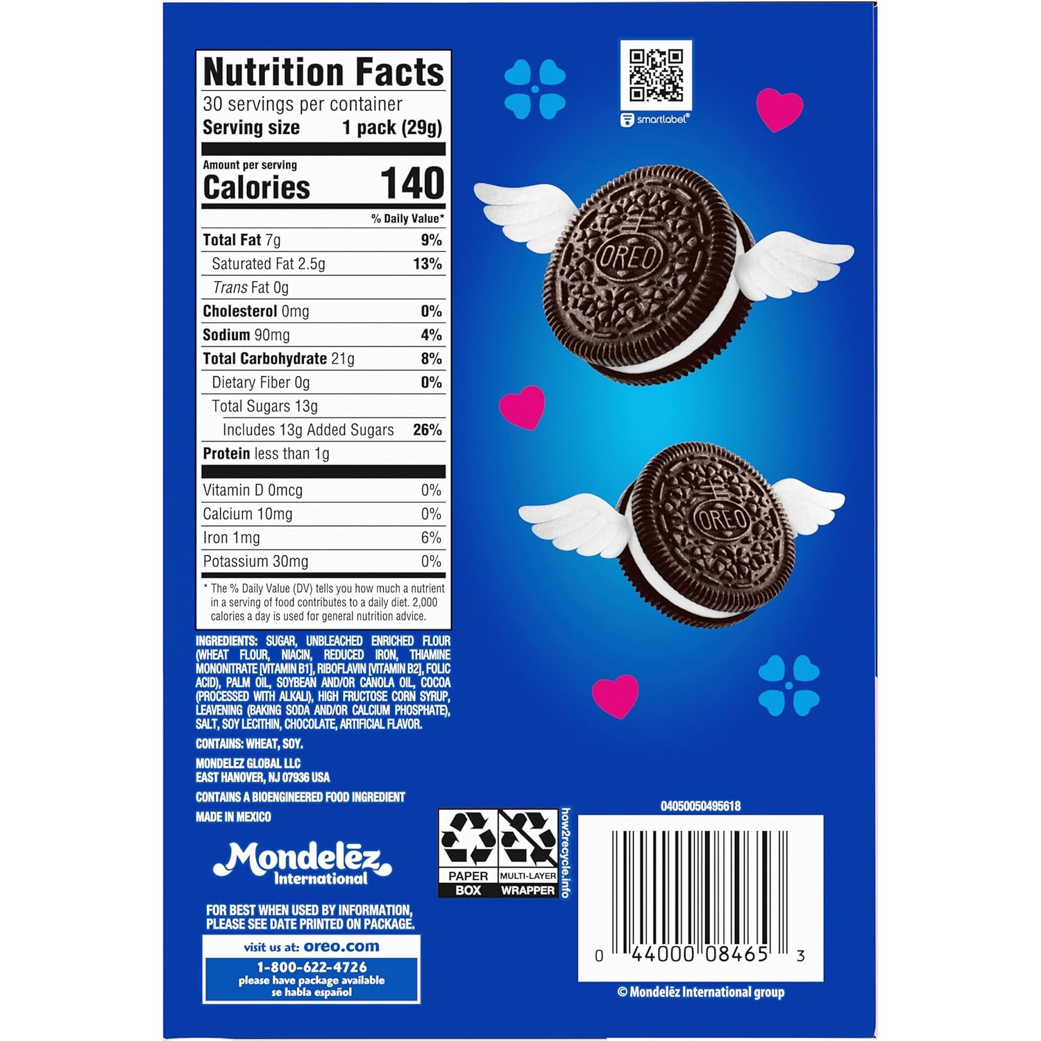 OREO Double Stuf Valentine's Day Chocolate Sandwich Cookies, Valentine Exchange Cookies, 30 2-Count Snack Packs (Pack of 2)