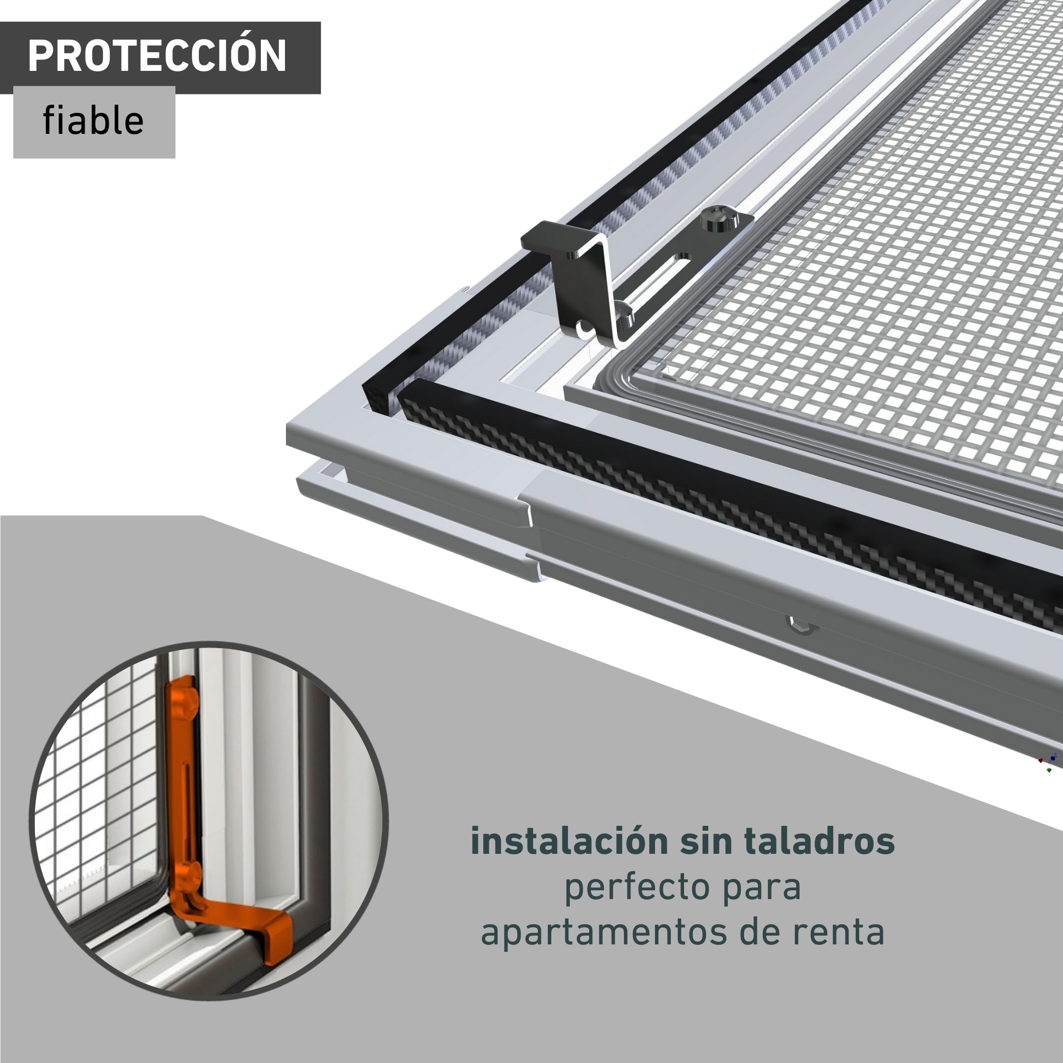 Windhager Mosquitera Marco Tensor Expert, mosquitera Marco de Aluminio para Ventanas 140 x 150 cm, Blanco, 04338