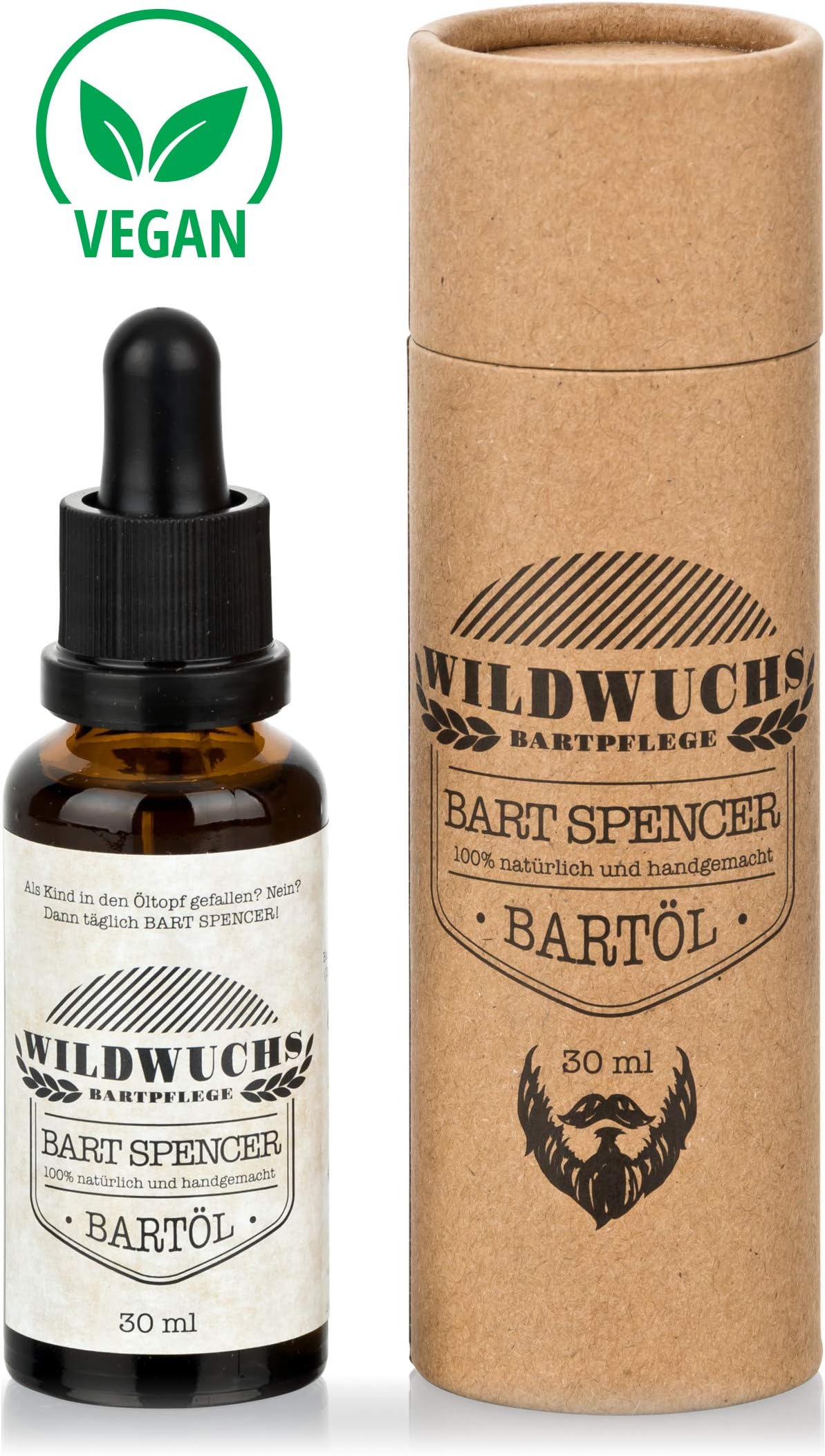 Beard oil BART SPENCER produced in Germany - 1 oz - Premium Quality - 100% natural beard care oil by Wildwuchs Bartpflege